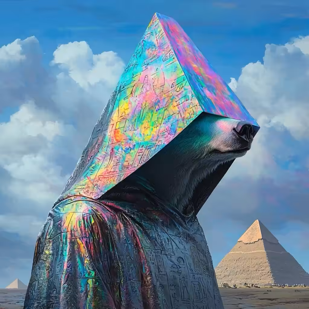 Ai Bear Art from GummyLSD: The Prism Wanderer: Journey Through the Sands