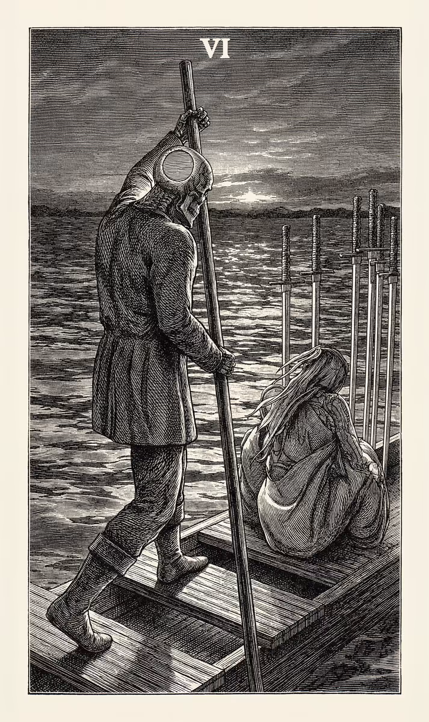 The Fool's Journey: 6 of Swords — Litho