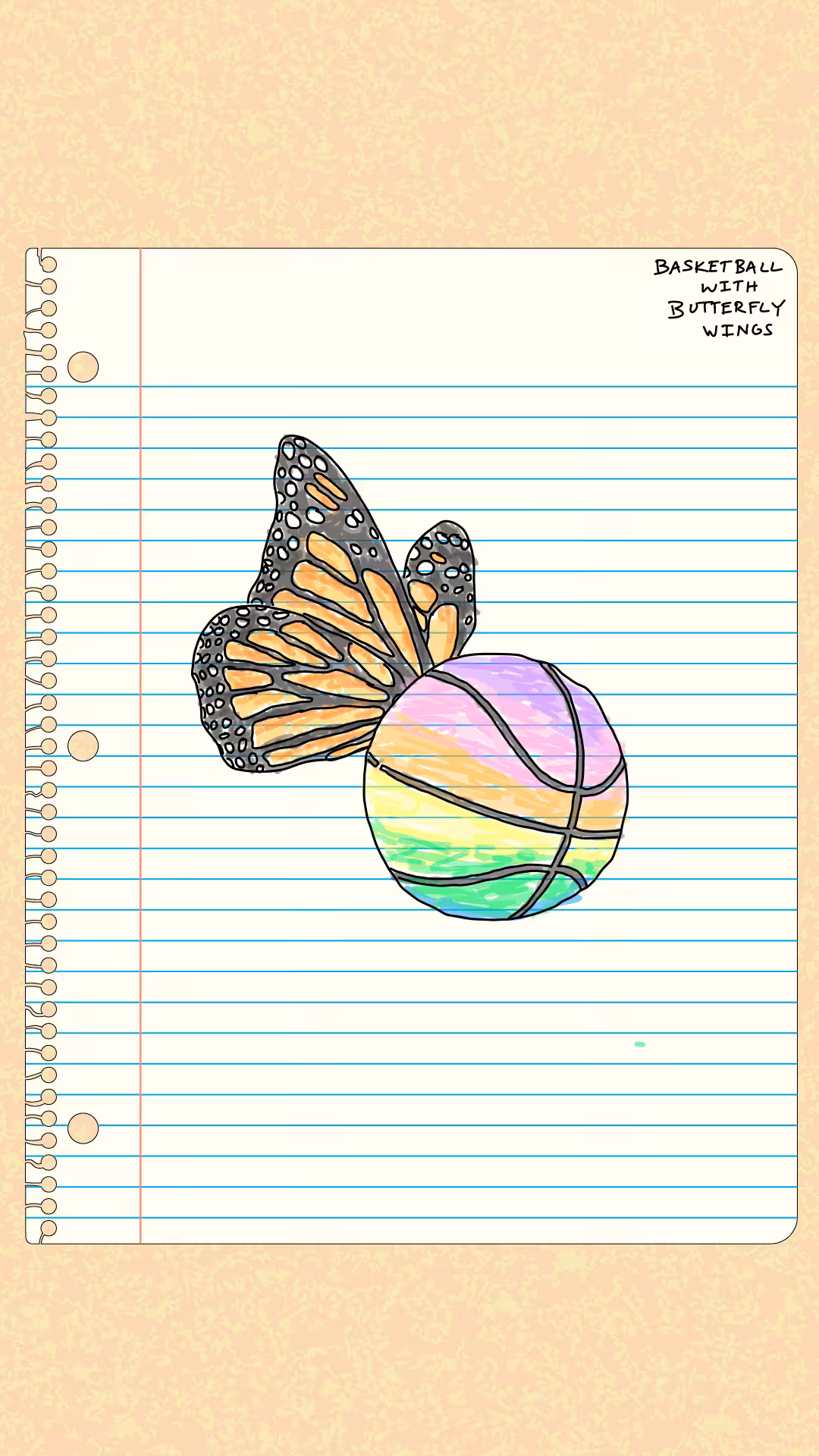 basketball with butterfly wings