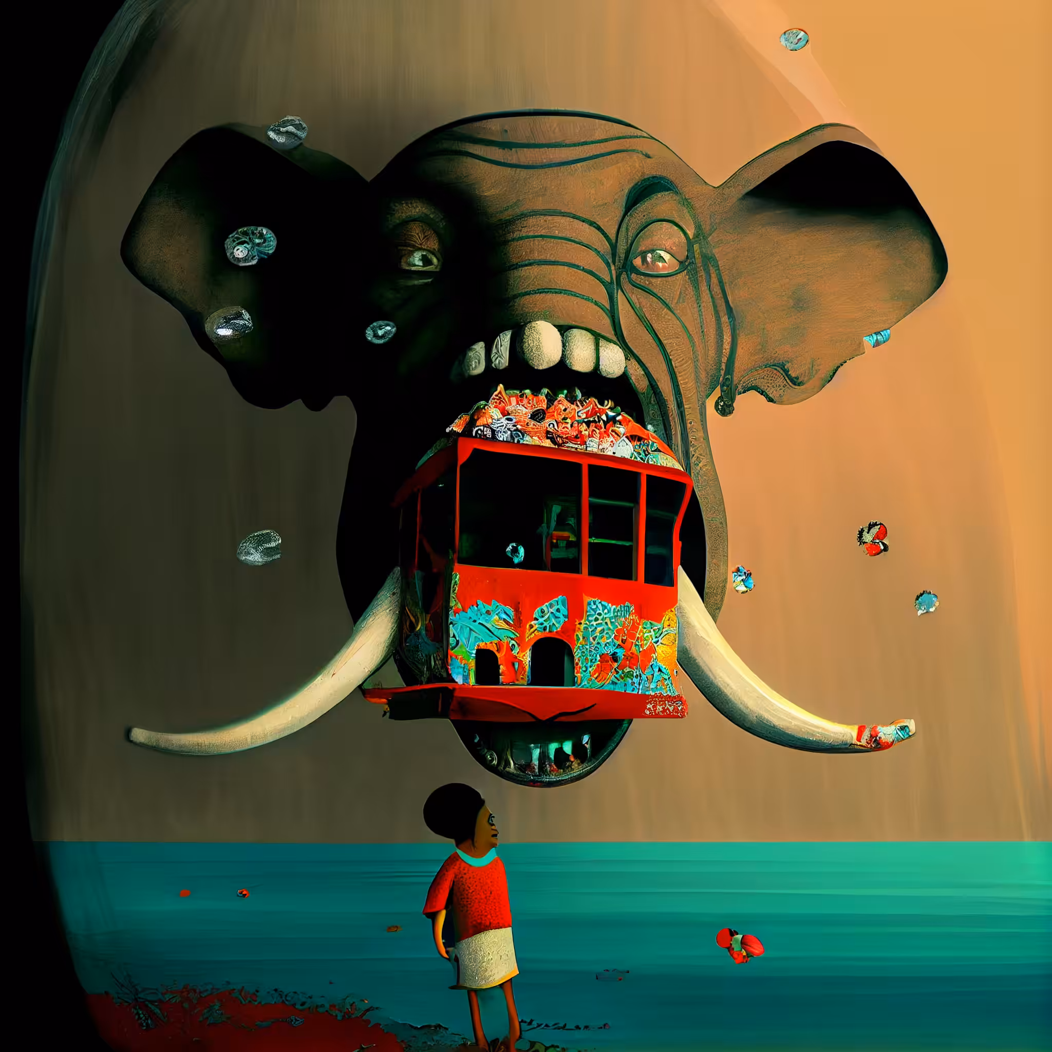 Flying elephant train