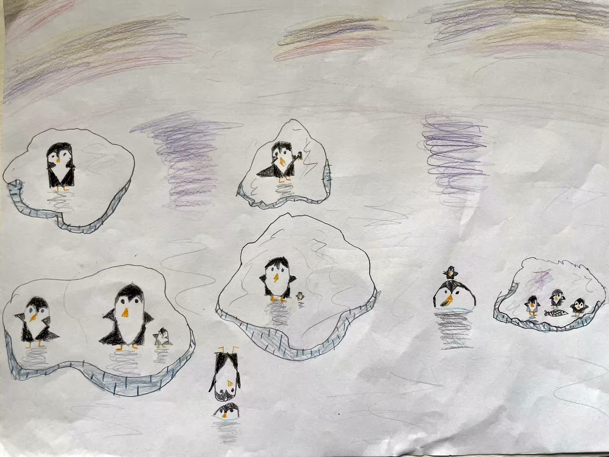 Pinguine auf Eisschollen 