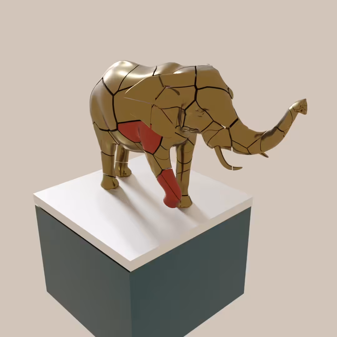 Turning - 3d Elephant Fractured 
