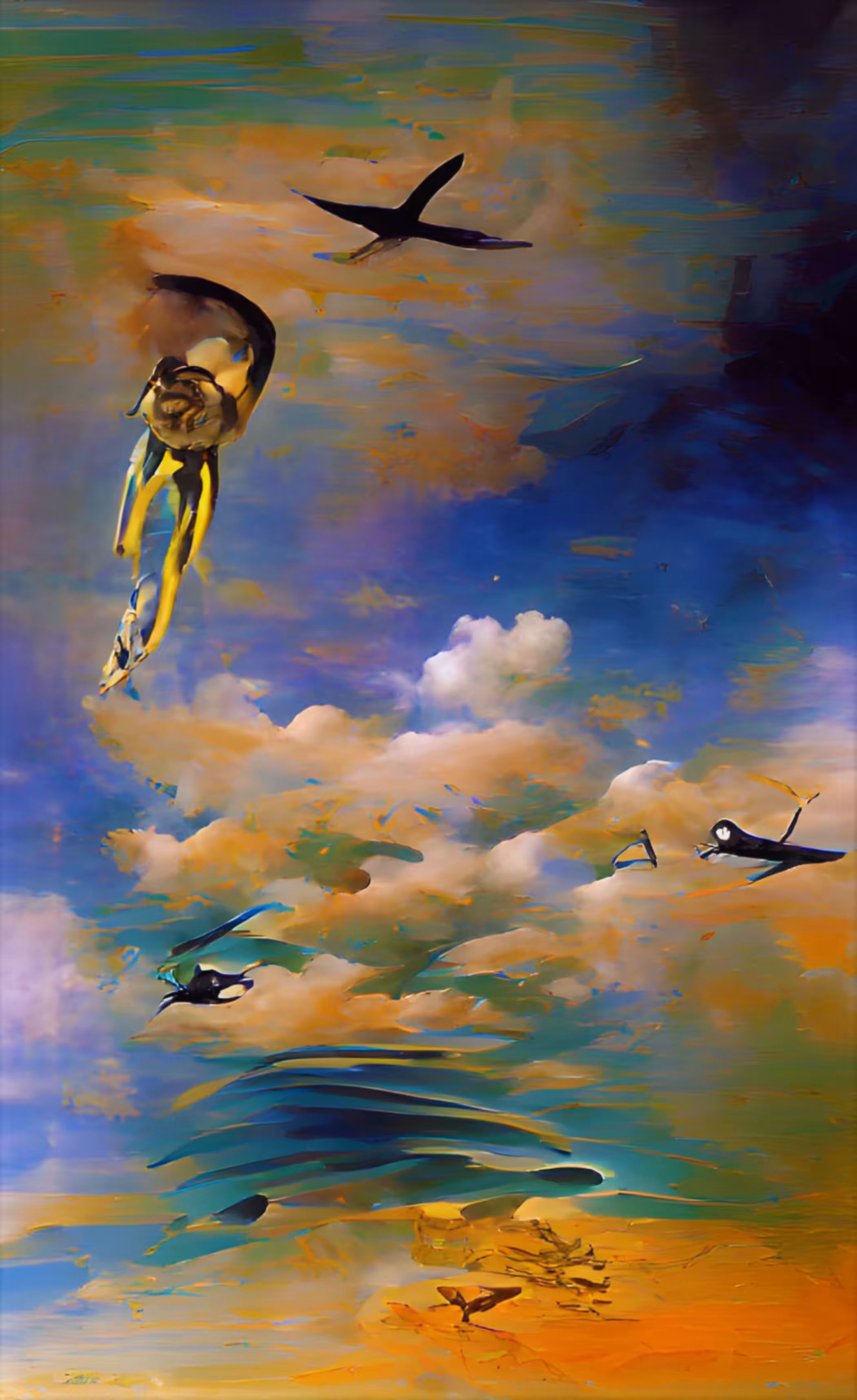 Landscape of Sky and Flying Birds