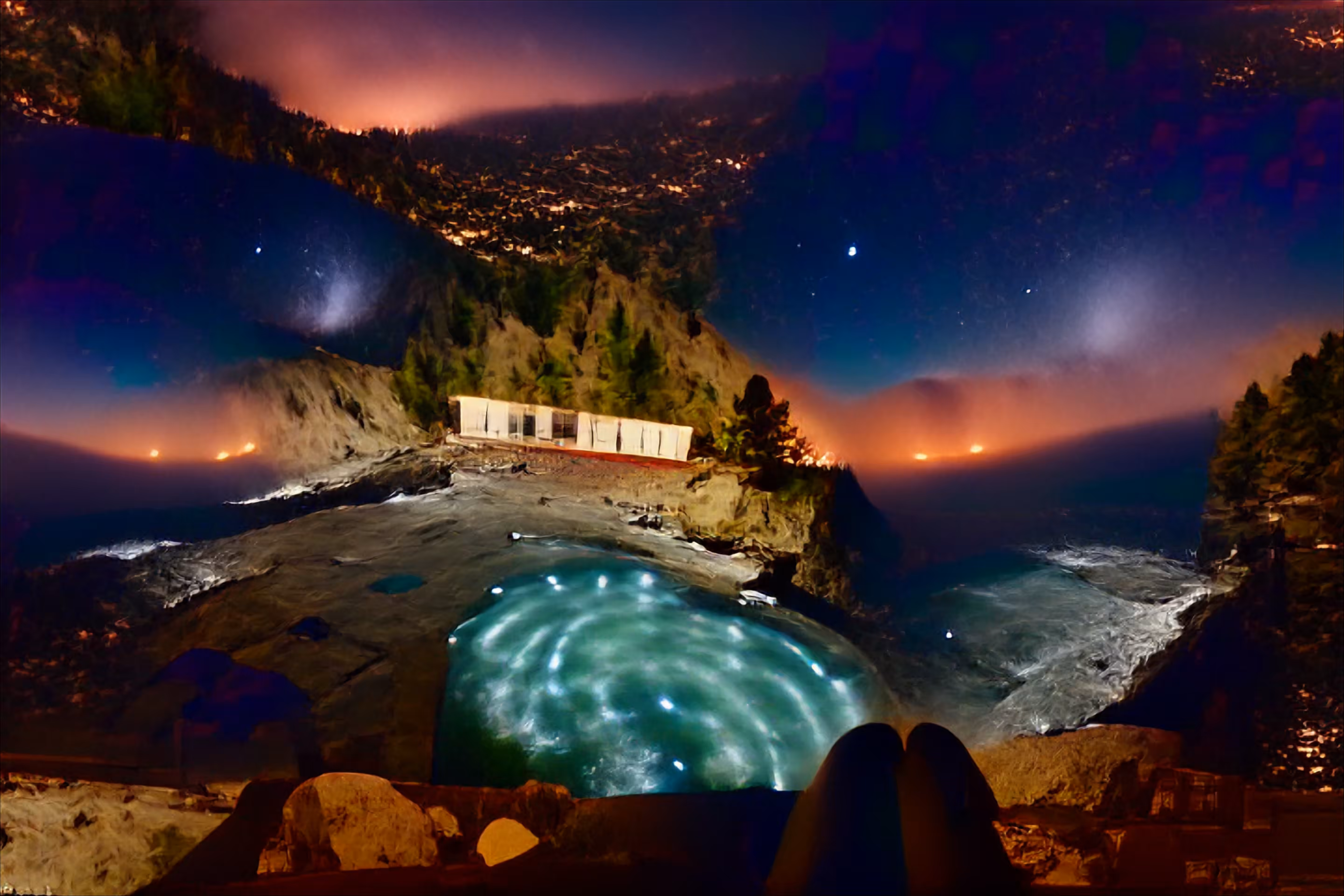 I sat naked in sulphur baths, perched over the ocean, watching the night sky alive with stars