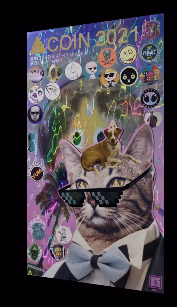 CATOSHI SYNDICAT SHITCOIN 2021 MIAMI VR ART GALLERY PROMO CARD 