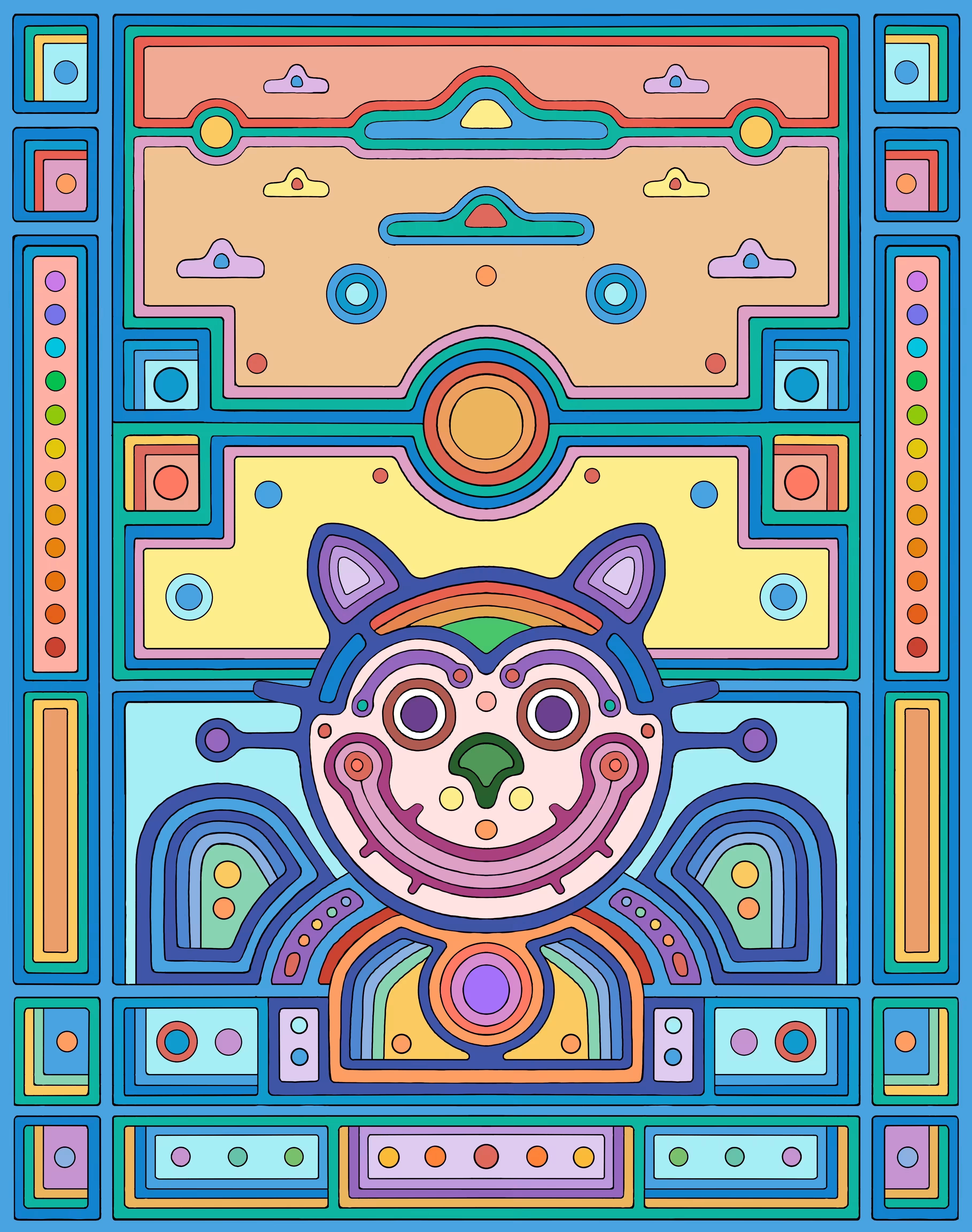 Blue Flying Smiley Cat
