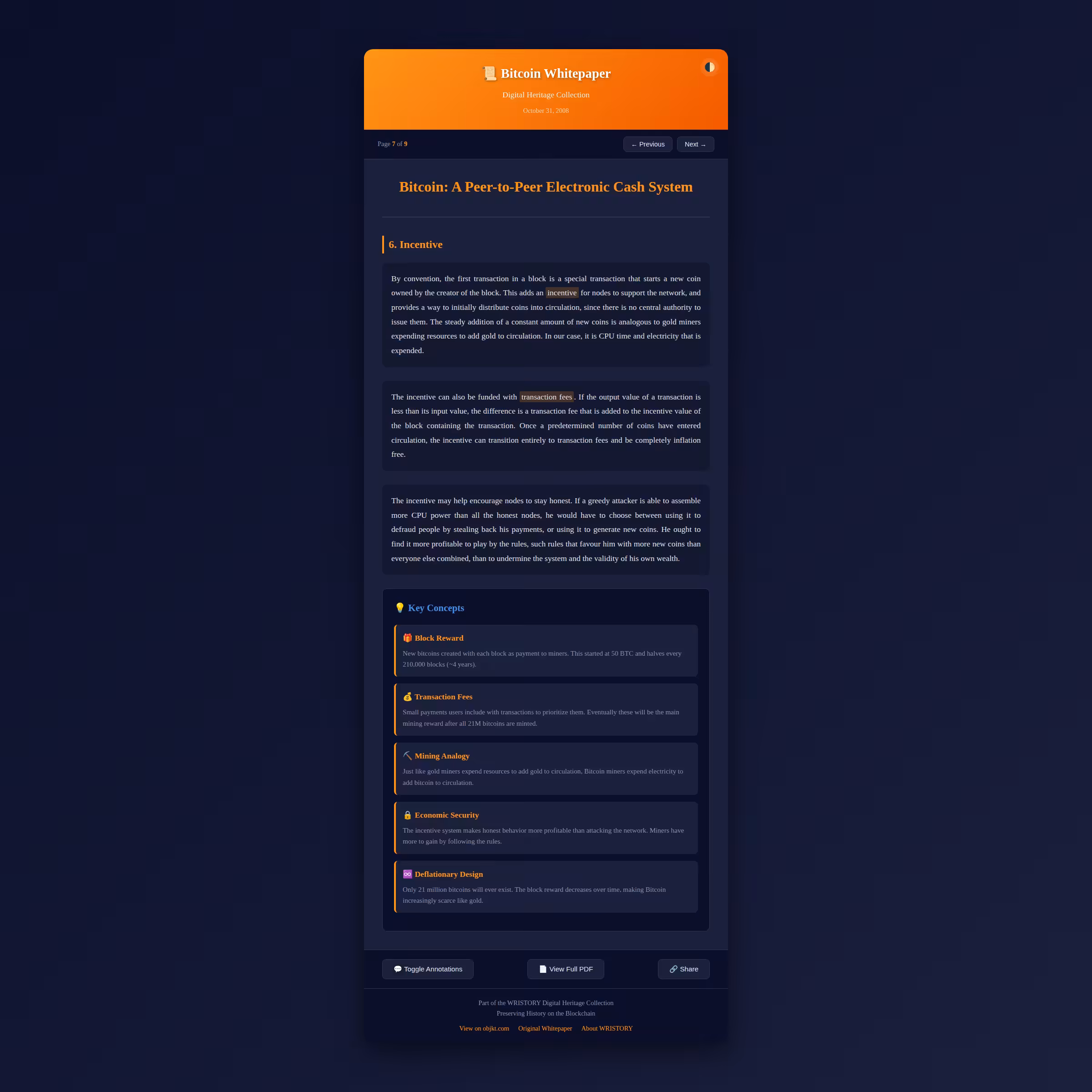 Bitcoin Whitepaper: Incentive (Page 7/9)