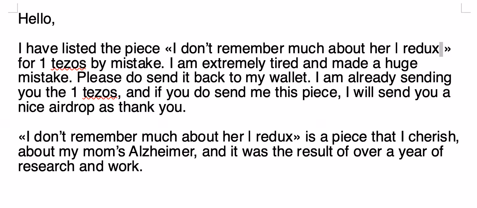 PLEASE SEND ME MY VIDEO BACK, I MADE A MISTAKE! 