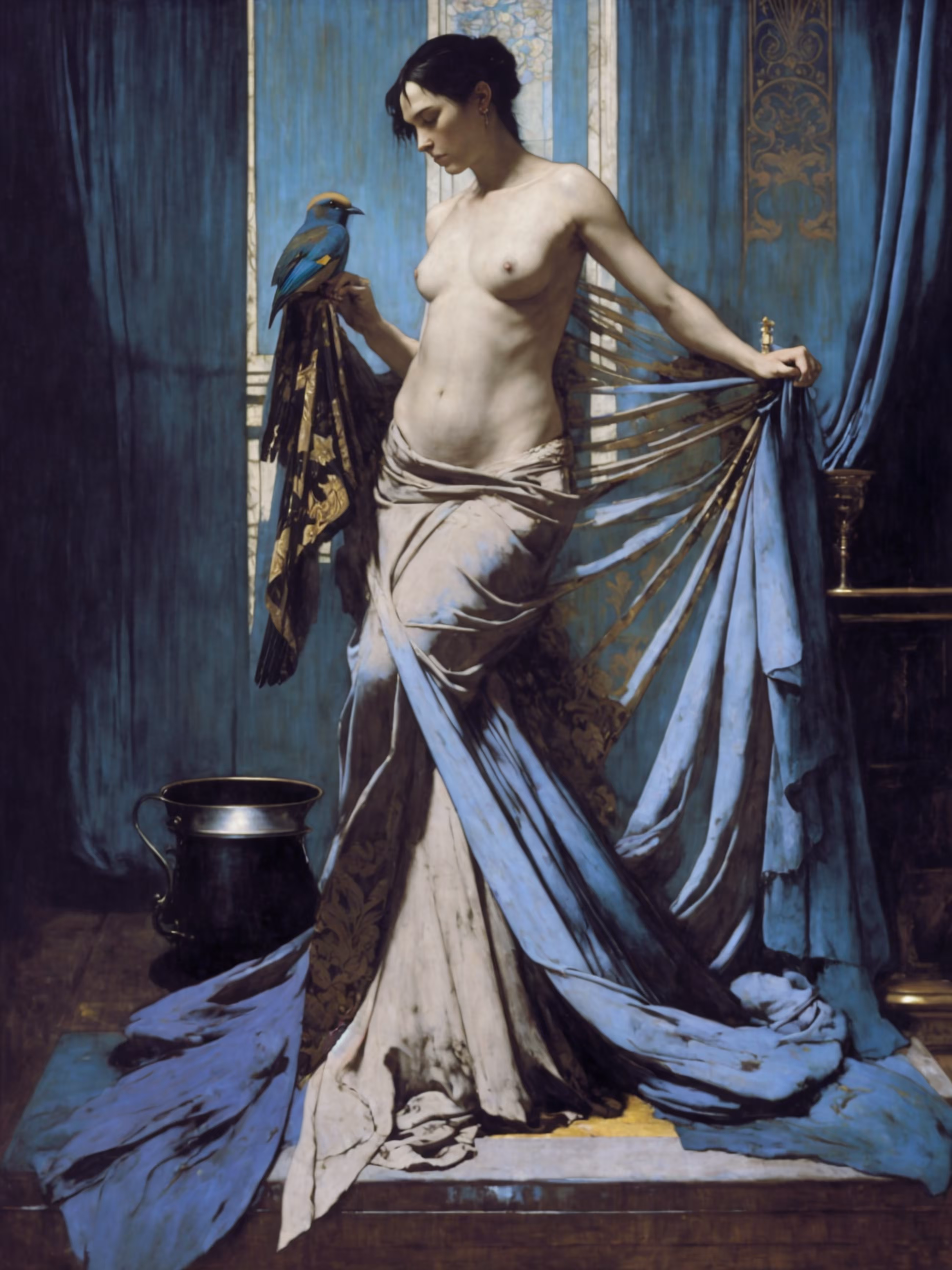 Nude With bird