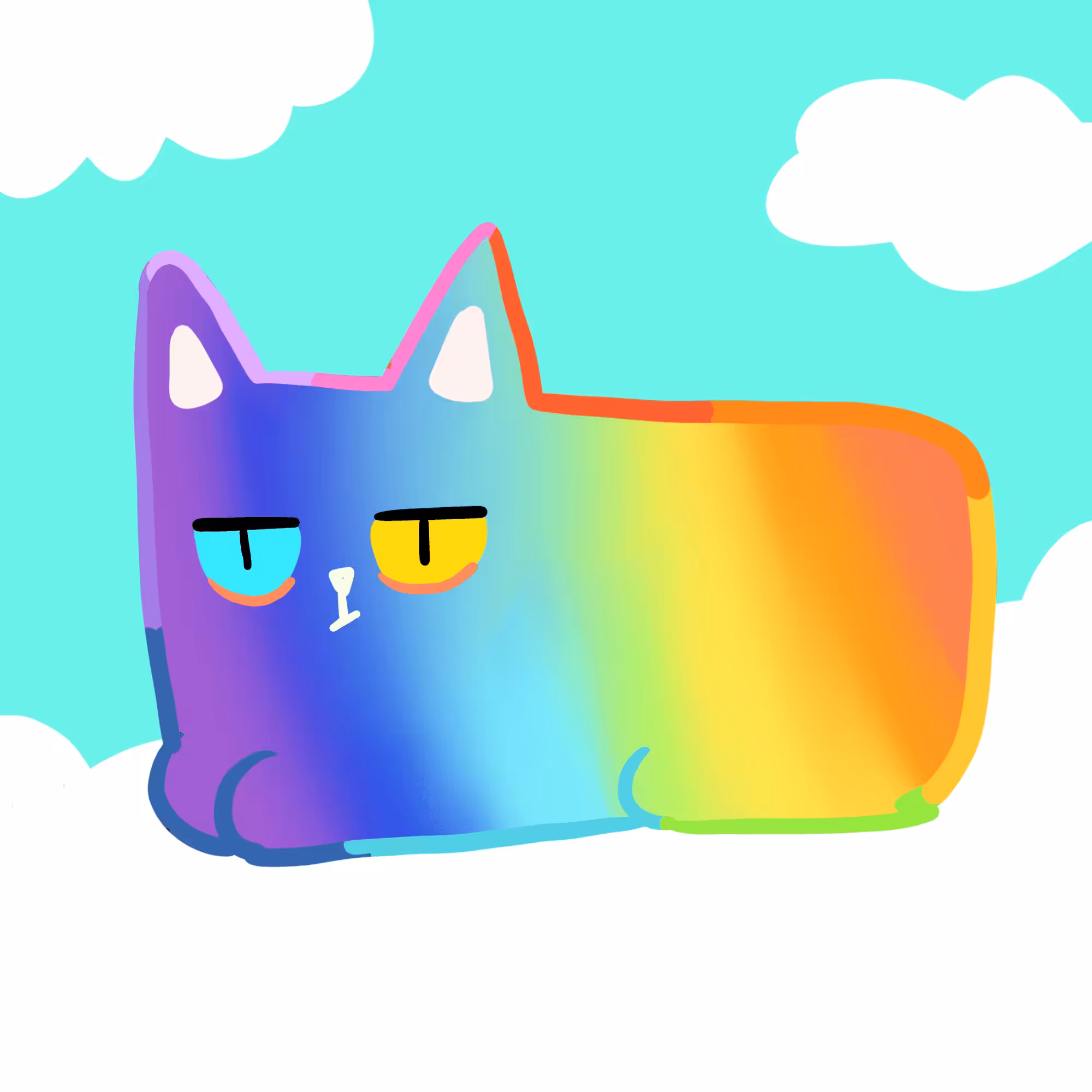 Sunny Happy Rainbow Cat