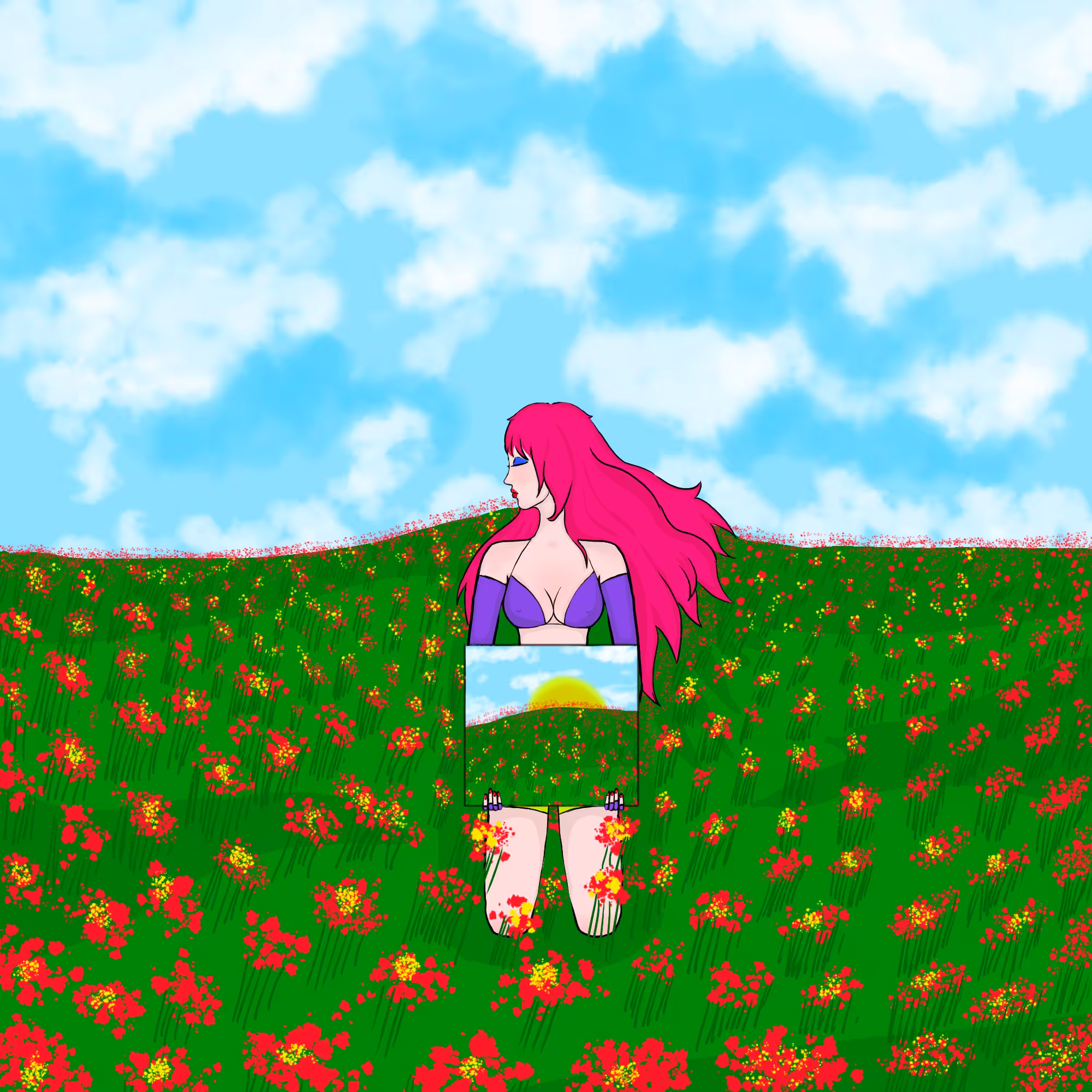 Scarlet Field in Reflection