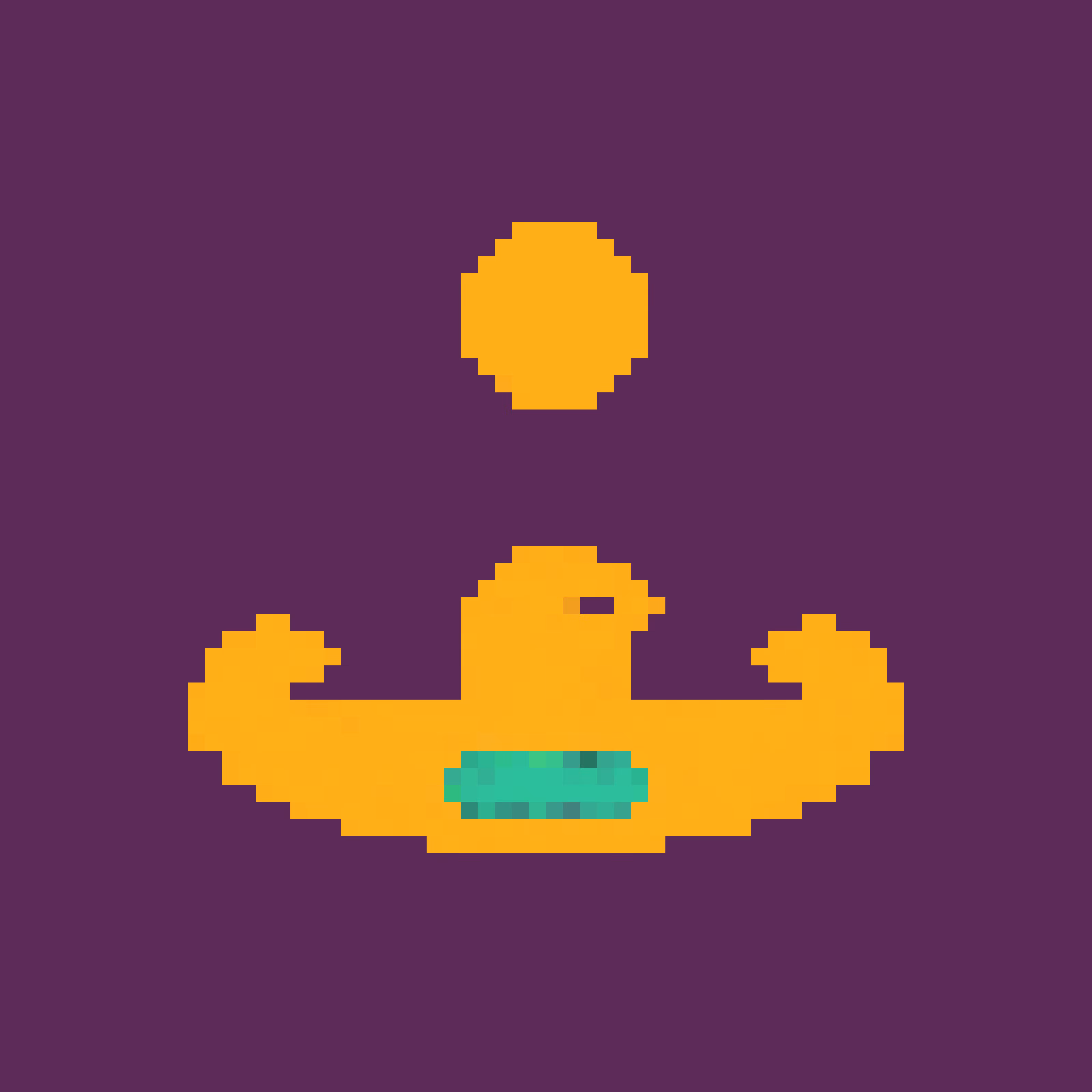 The Golden Bird: A Stunning Pixel Art Emblem Crafted from Gold and Adorned with Luminous Turquoise