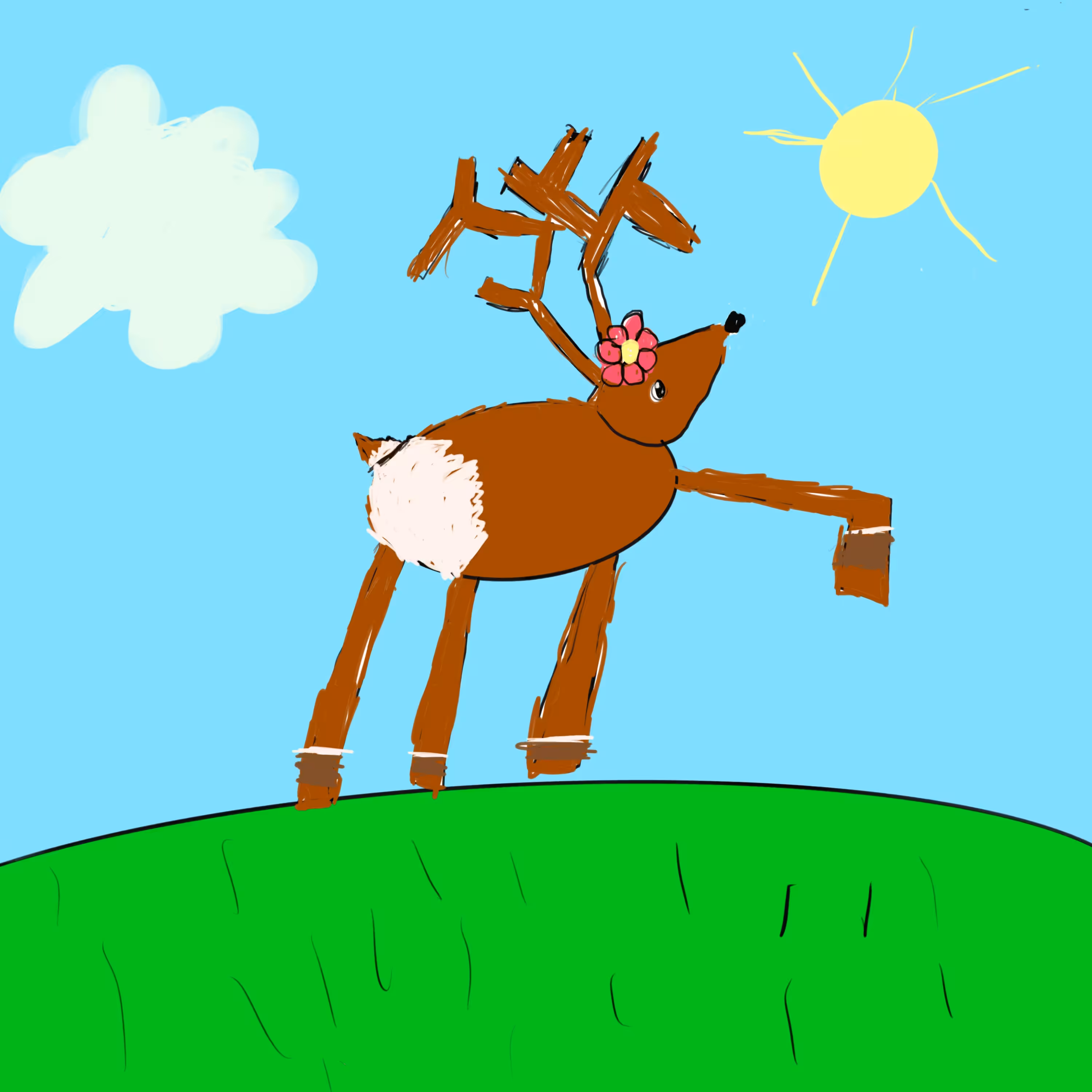 Deer with a flower