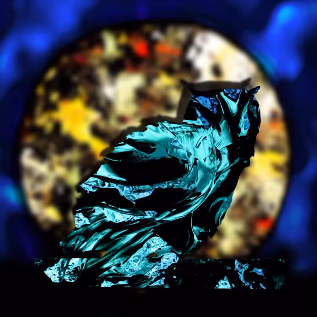Abstract Strigiformes Cerulean Lustre