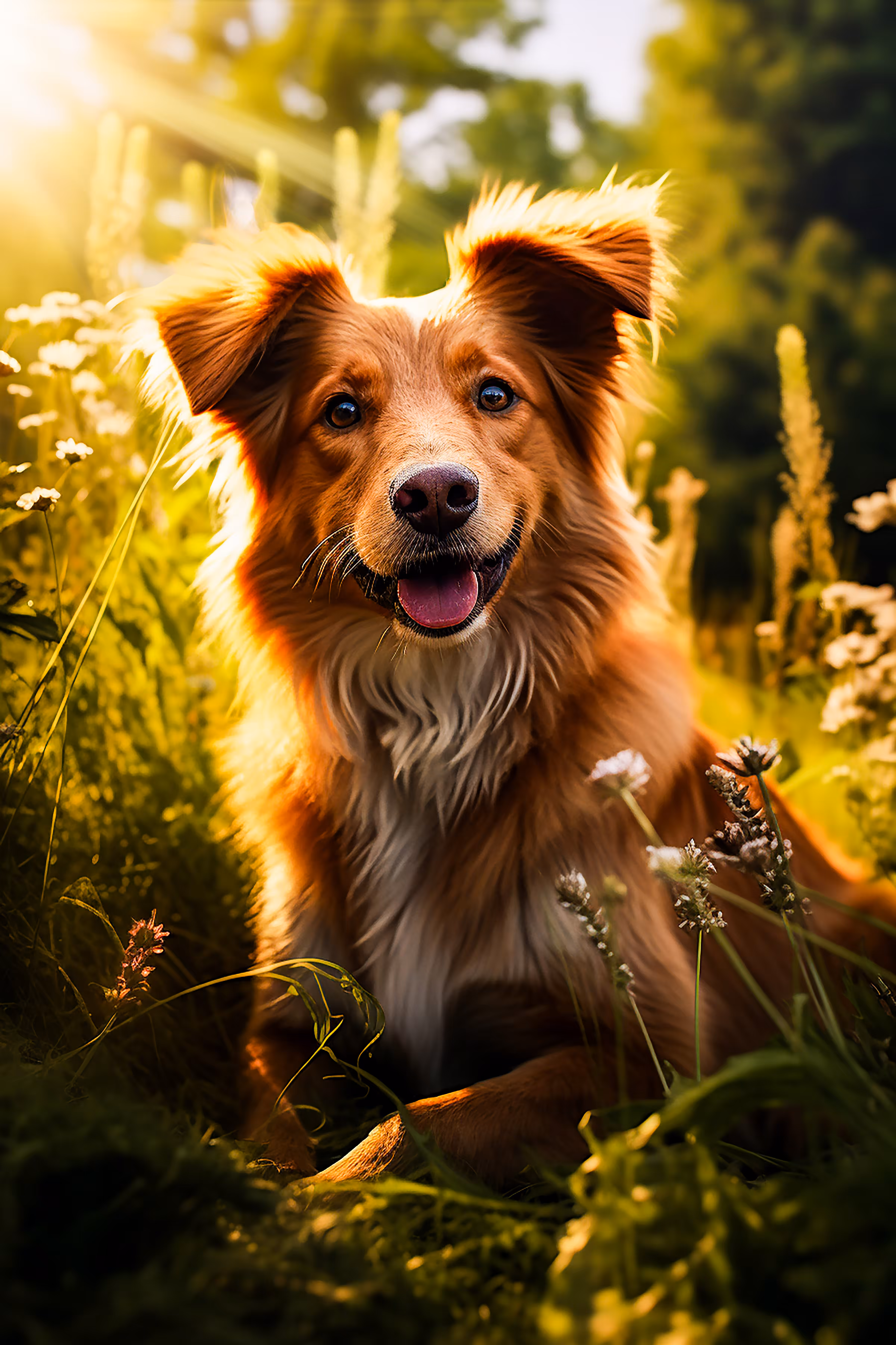 Happy Dog In The Meadow