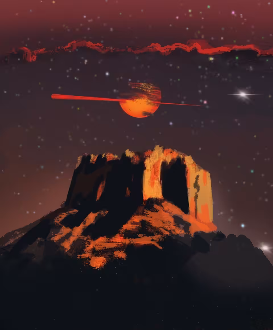 Nature with a brush: Old castle in eclipse