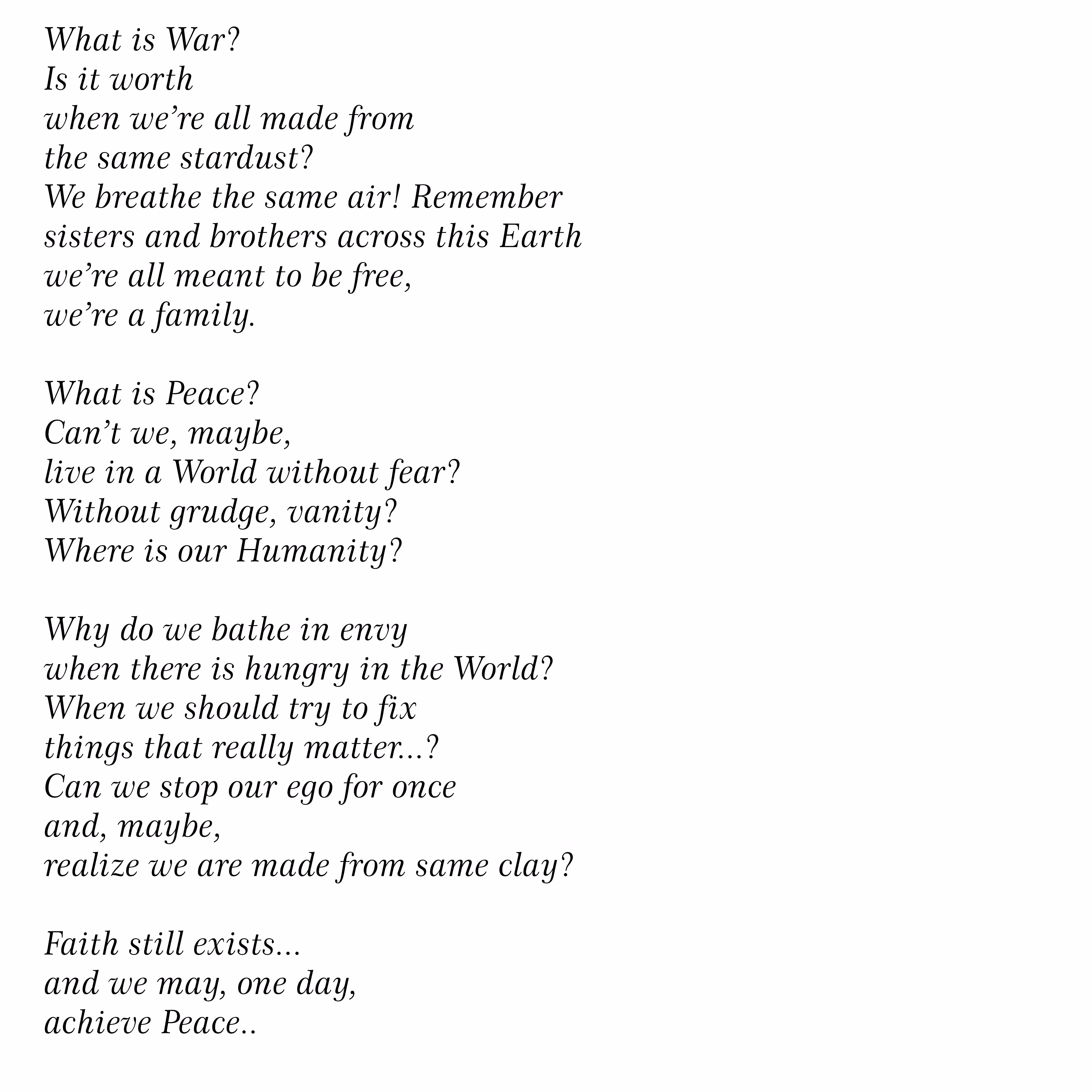 War, Peace, Faith