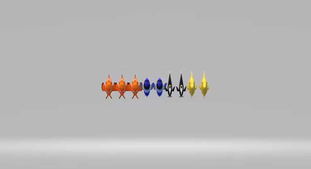 3D Animated School of Fish Model 