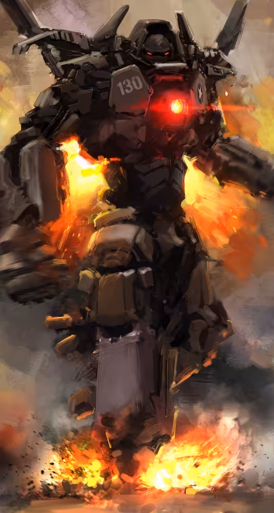 Mecha in explosion