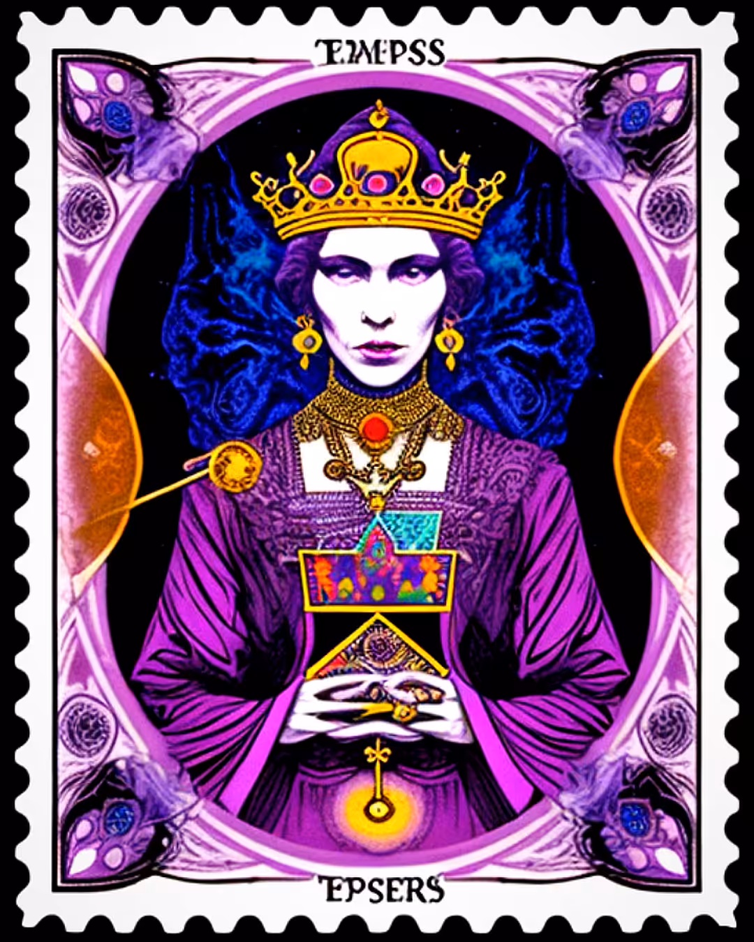 psychedelic tarot postage stamps: the empress