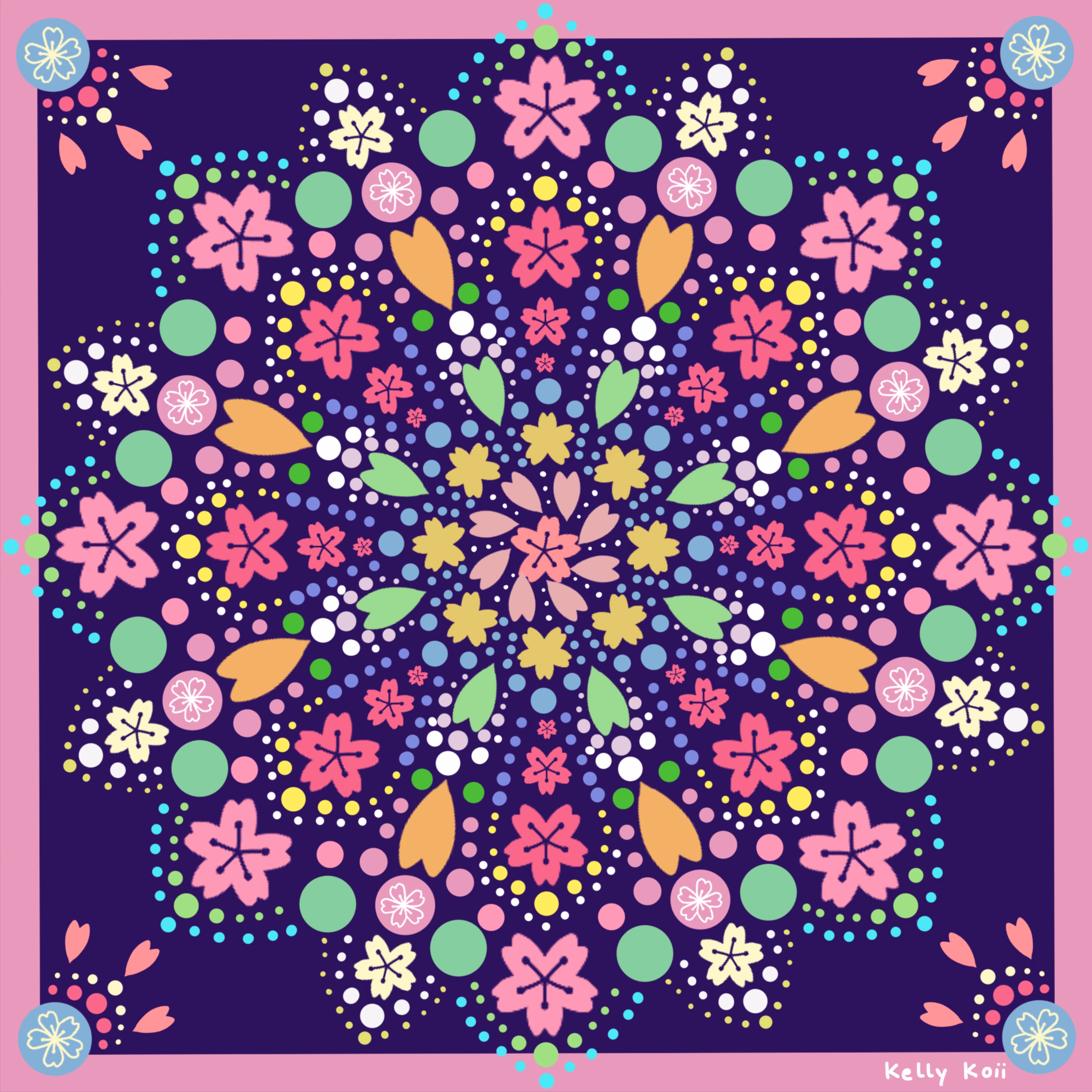 Pink Cherry Blossom Mandala 