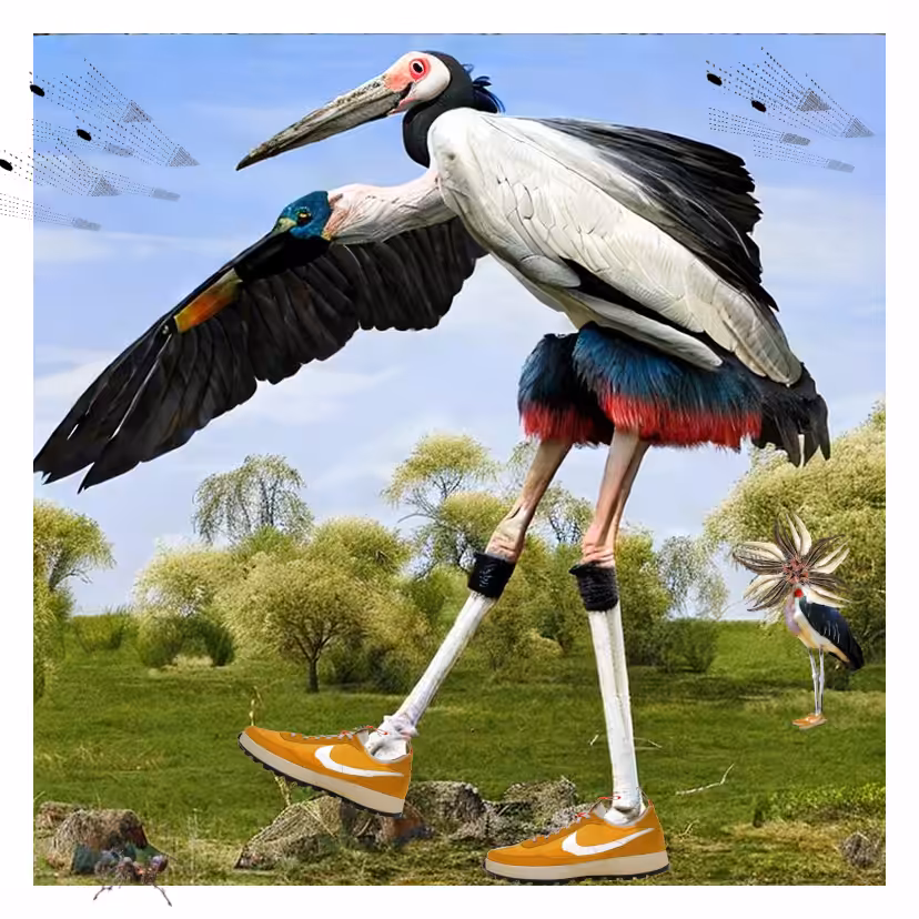 A strange marabou stork as a fashion designer #001