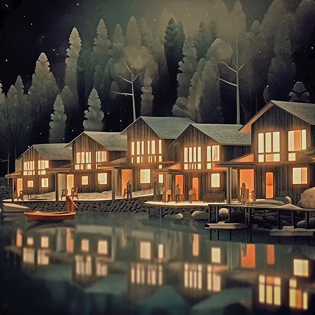 Wooden Town at night 