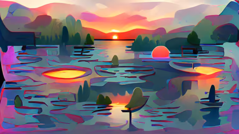 Sunset lake (pixray_genesis)