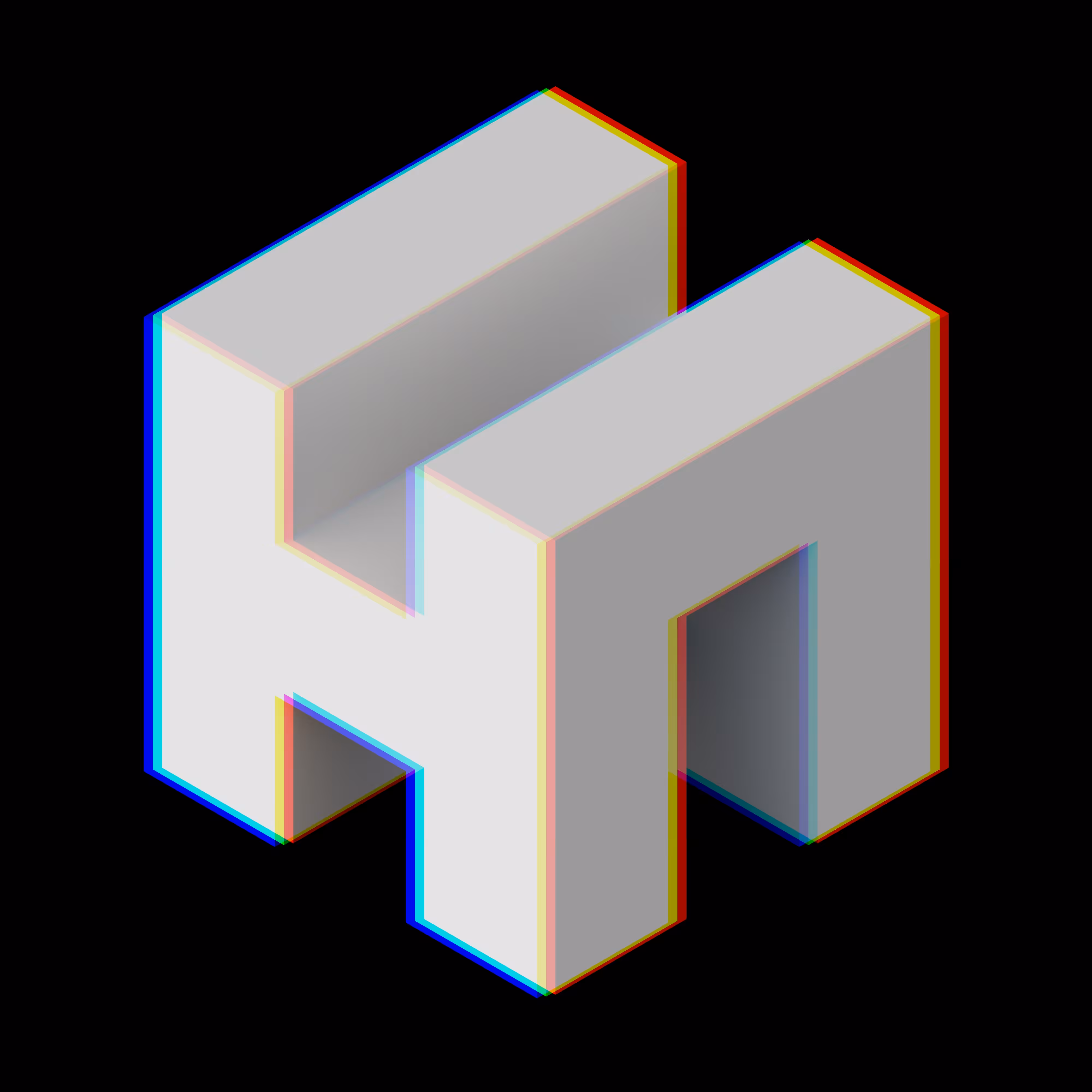 Isometric hicetnunc glitch logo 