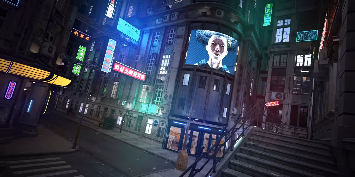 Dark cyberpunk city
