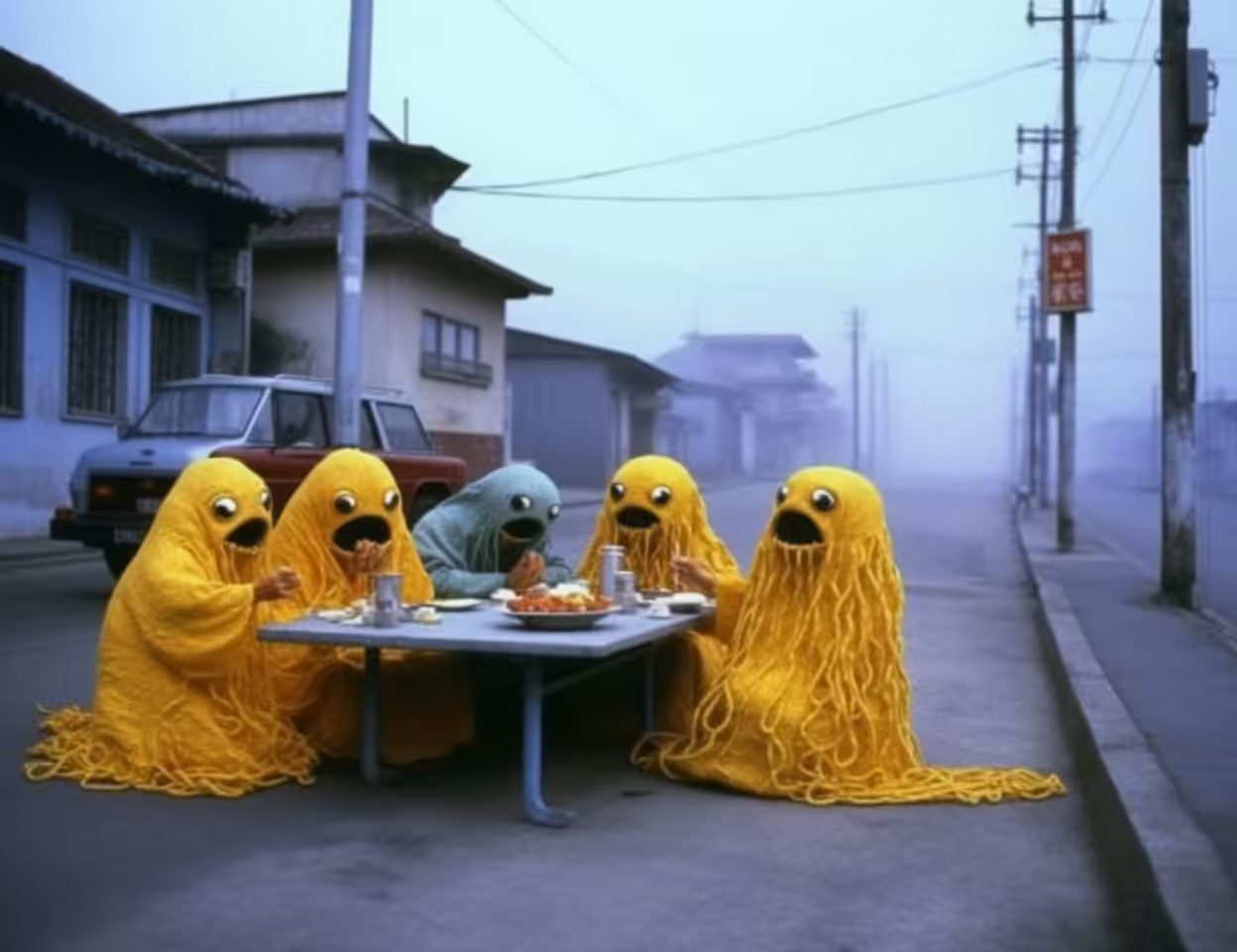 Spaghettiheads eating...spaghetti
