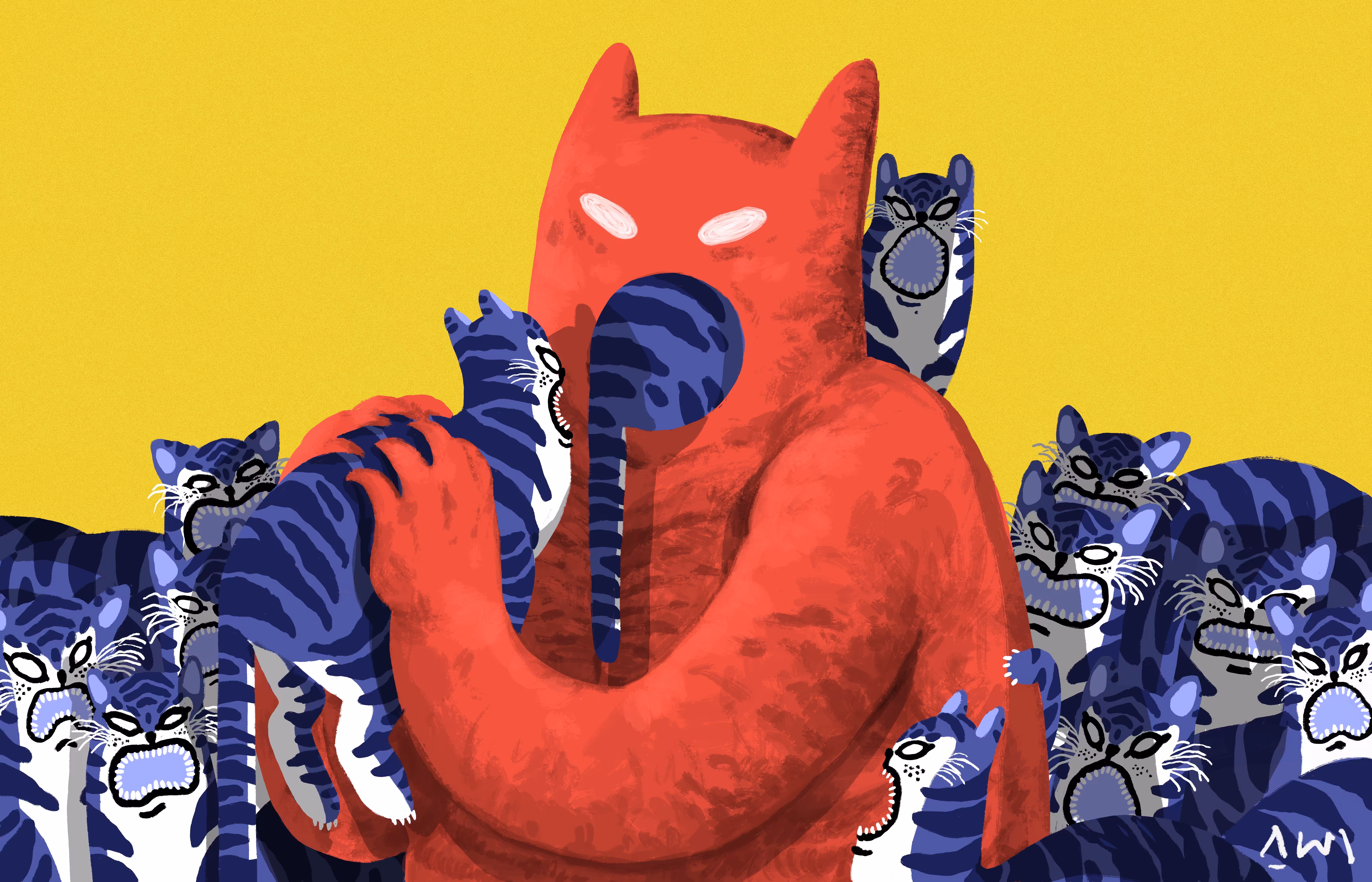 COMPOSITION WITH RED(BIG BOI) Blue(TIGER) and Yellow