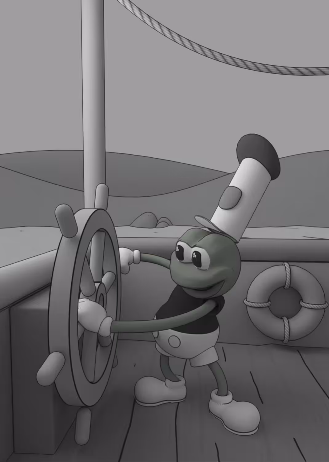 Pepe the frog in Steamboat Willie