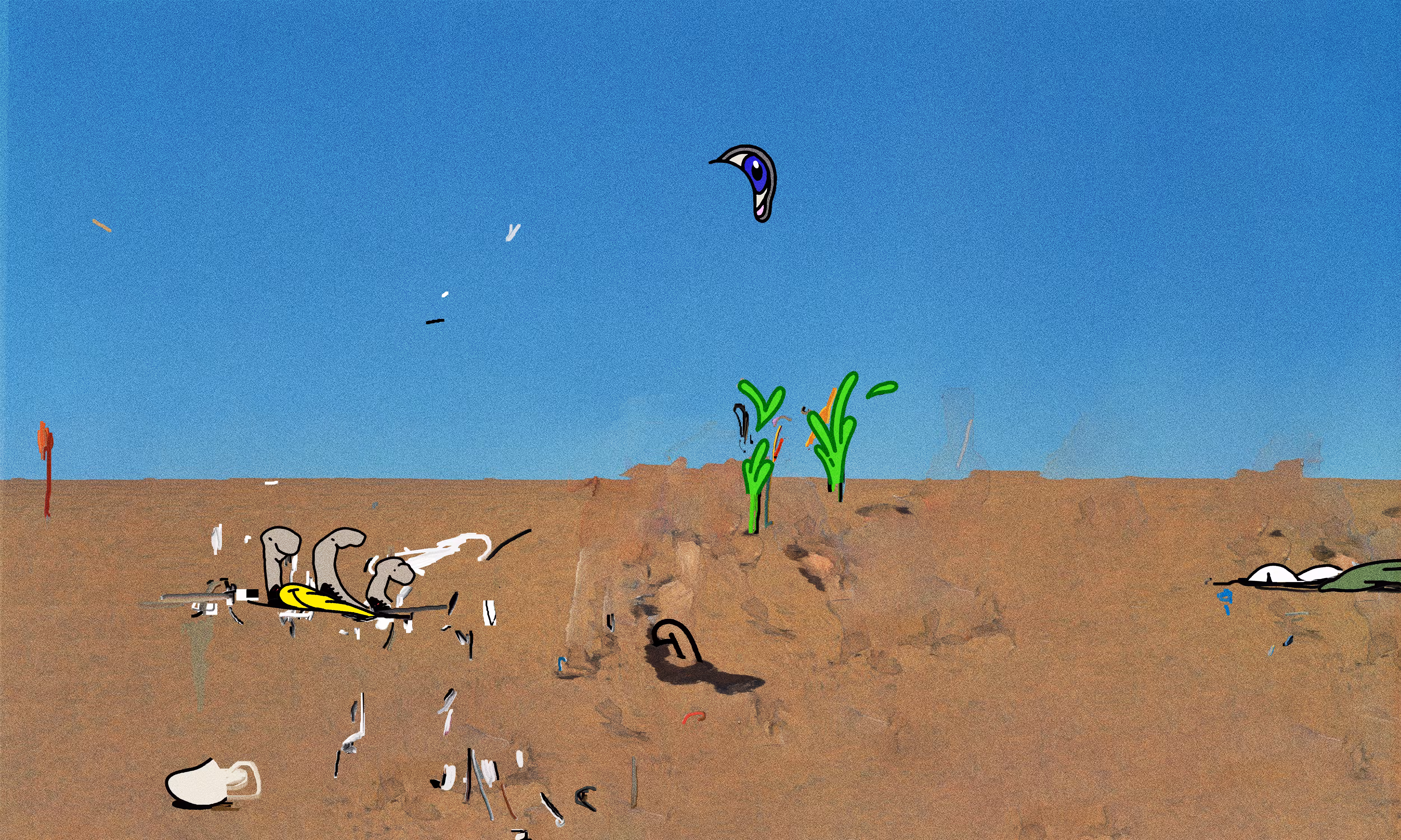 Hanging over the blue sky
