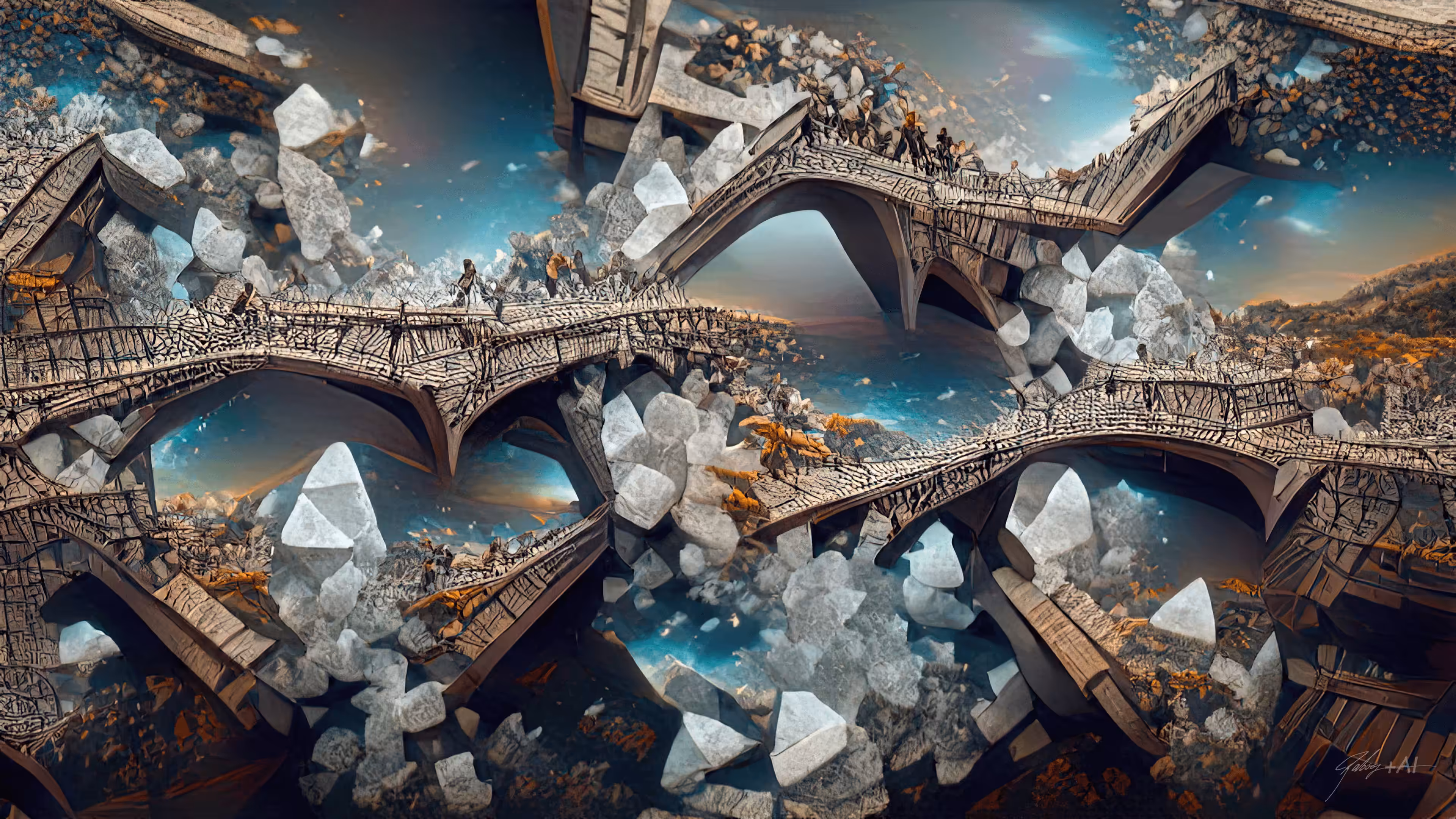 4 dimensional Crystaline bridge network
