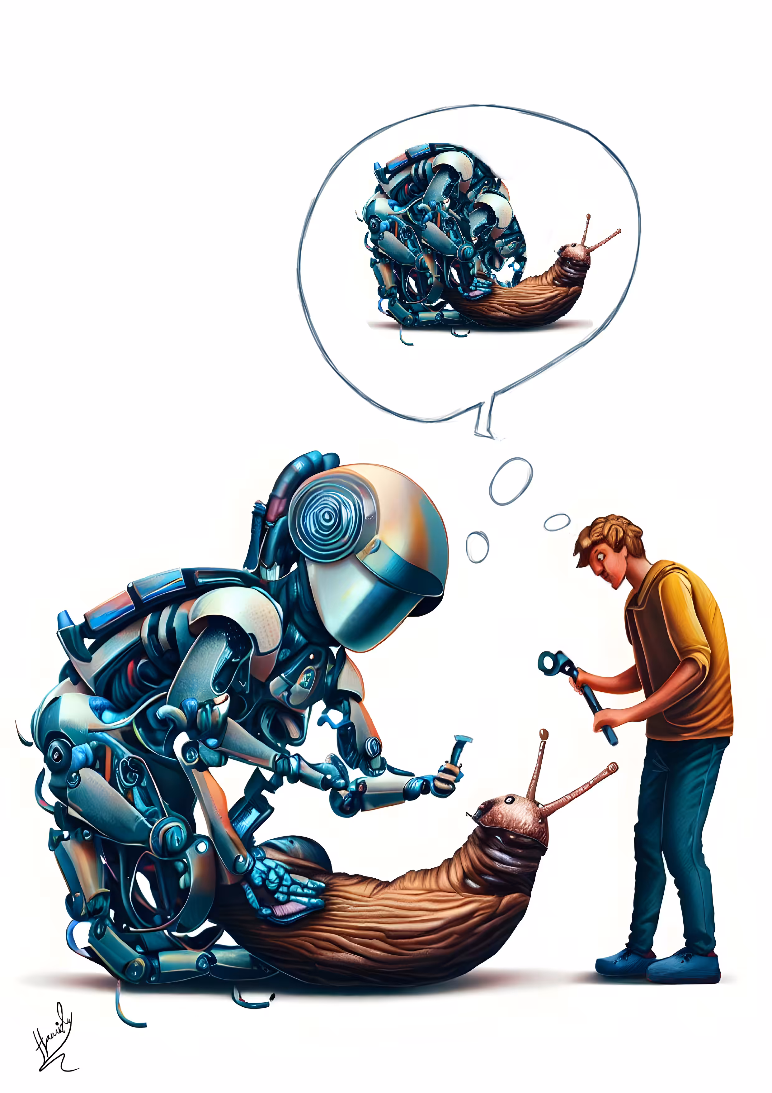 The world of my cartoons: Snails and robots