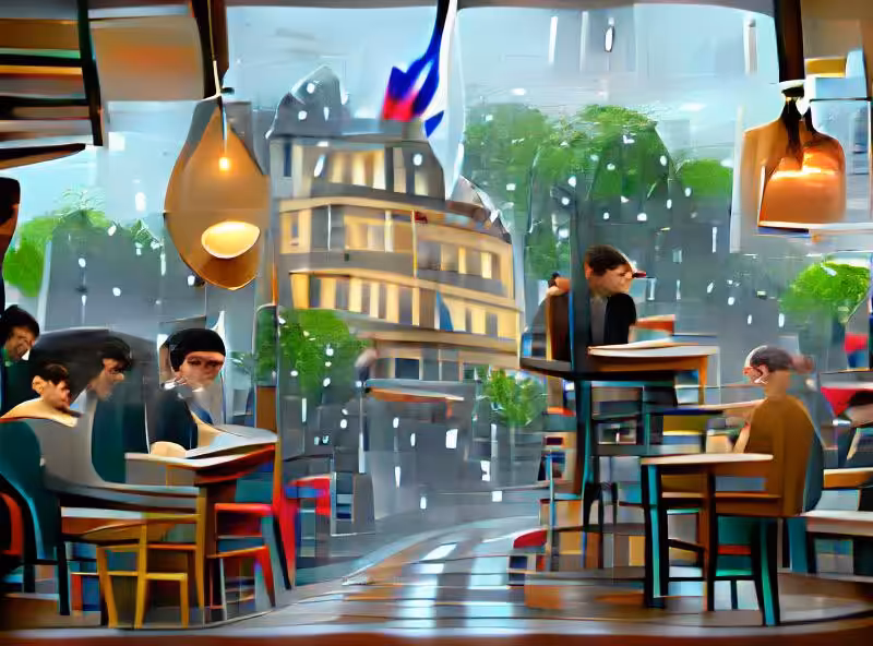 Abraham's First Works: A Parisian cafe on a rainy day