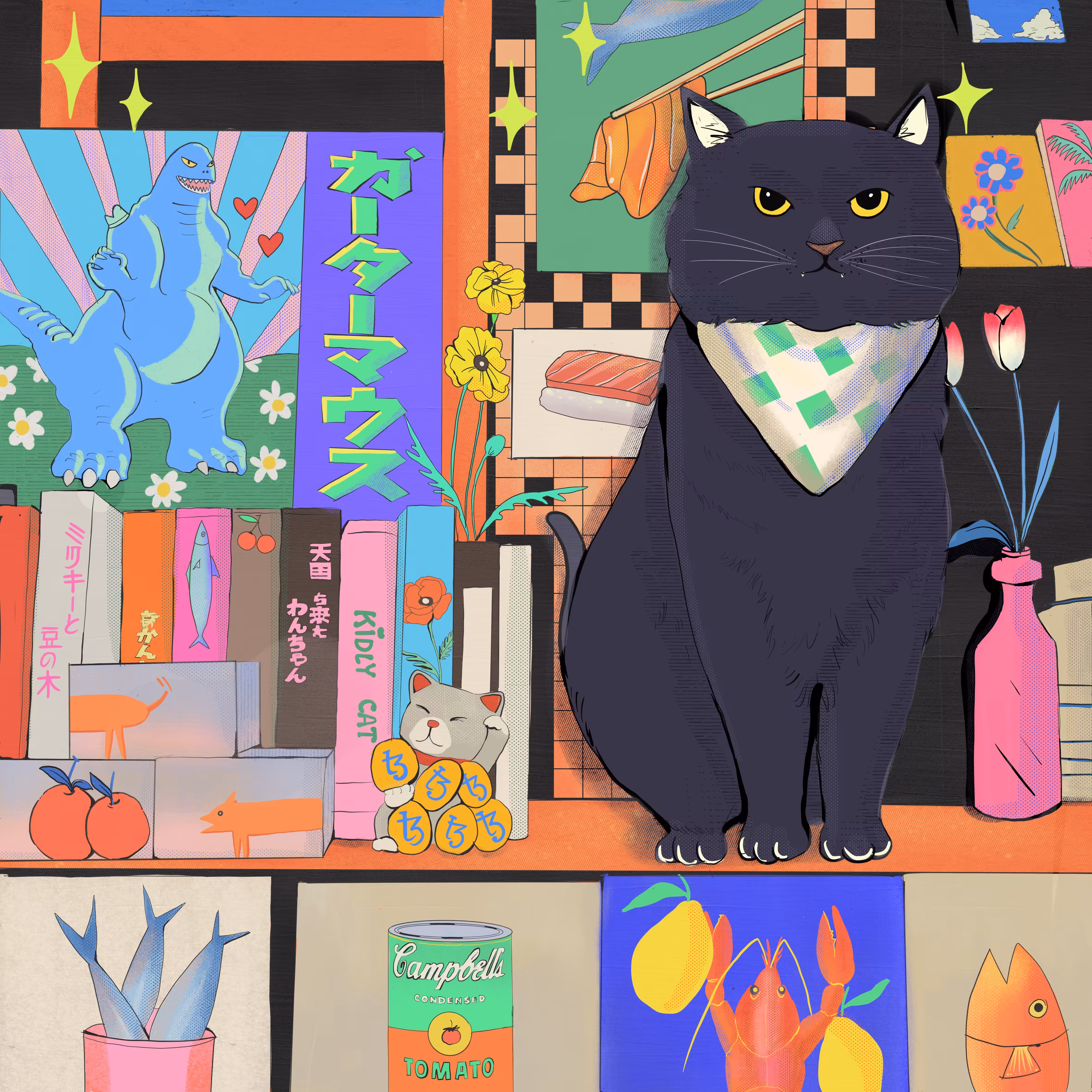 Godzillove and the black cat