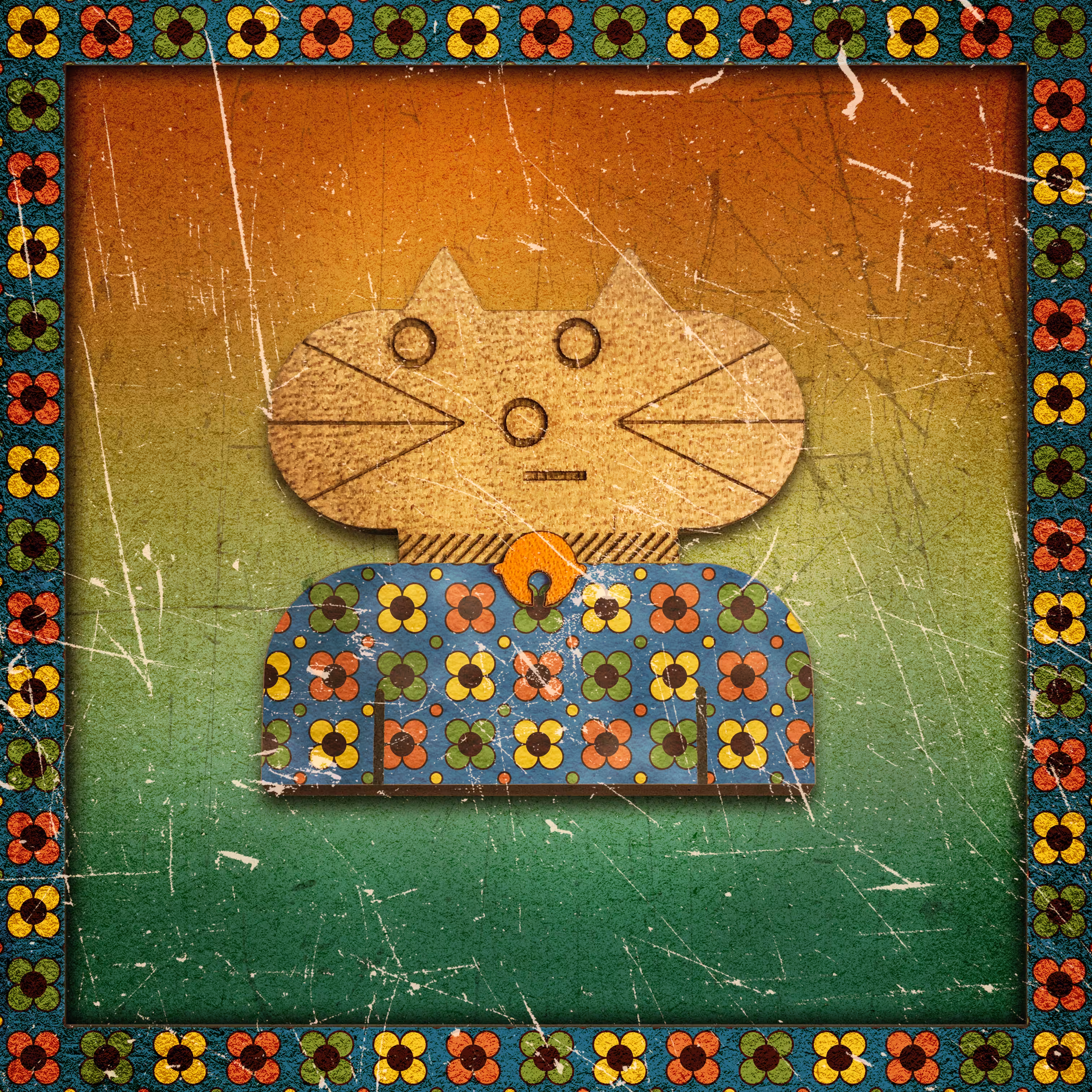 Pattern cat #006_retro flower