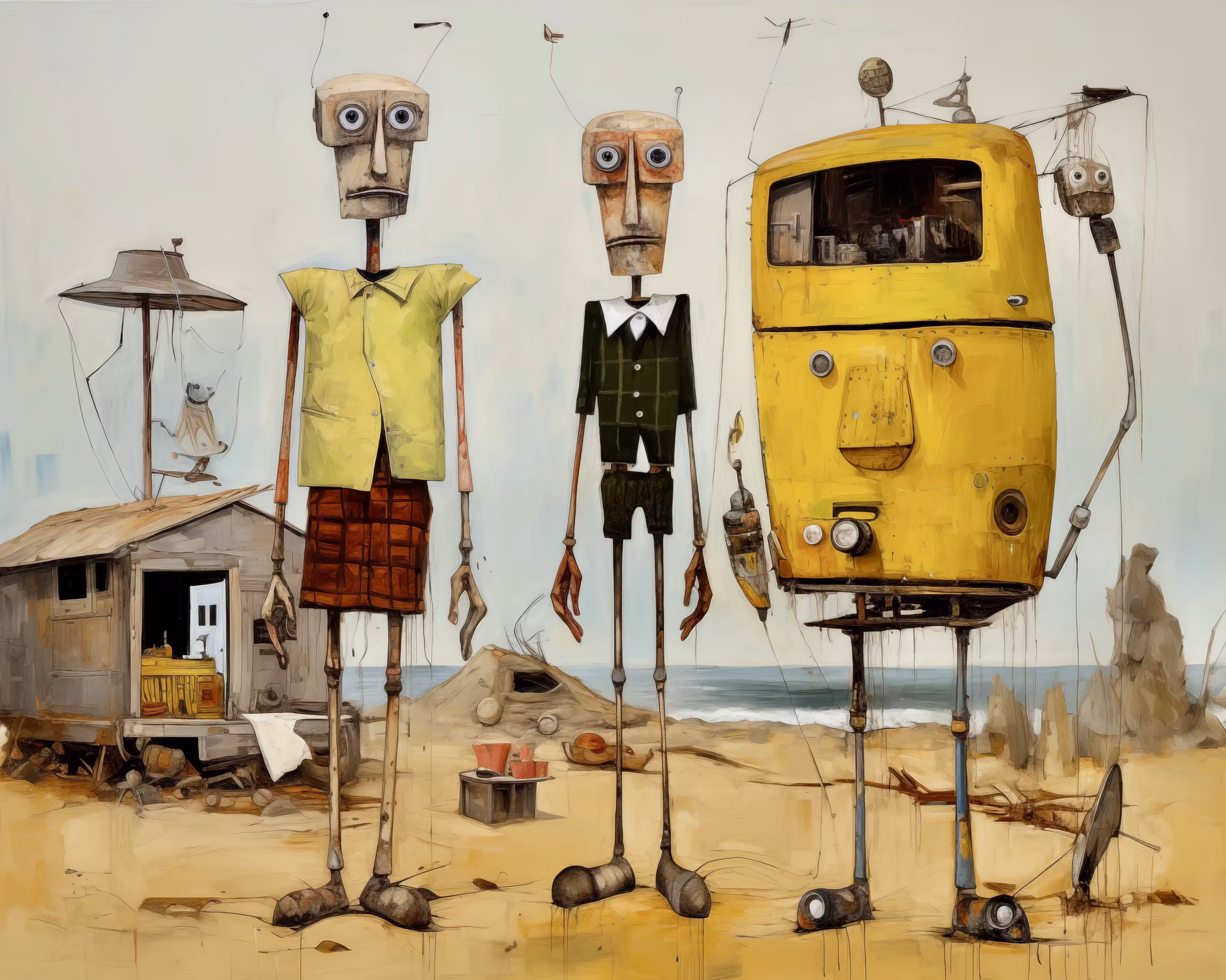 Old robots on the beach 