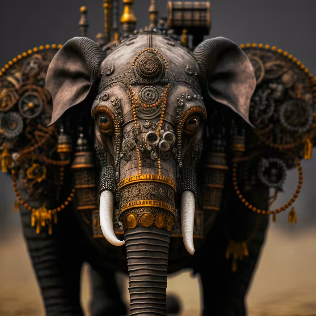 Steampunk Robot Wildlife Photography: Elephant 2