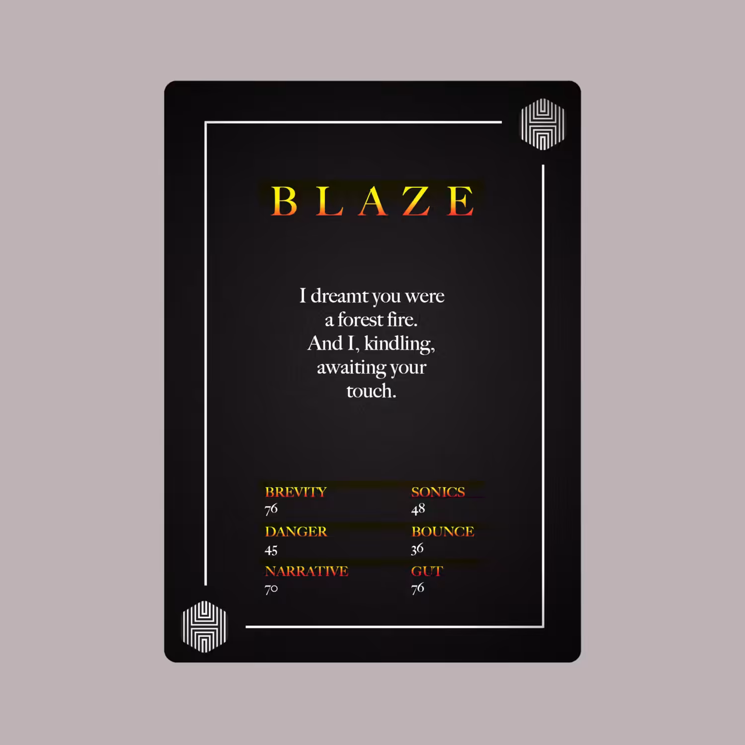 POETRY CARDS VOL 1 | META/VERSE: 005 - BLAZE