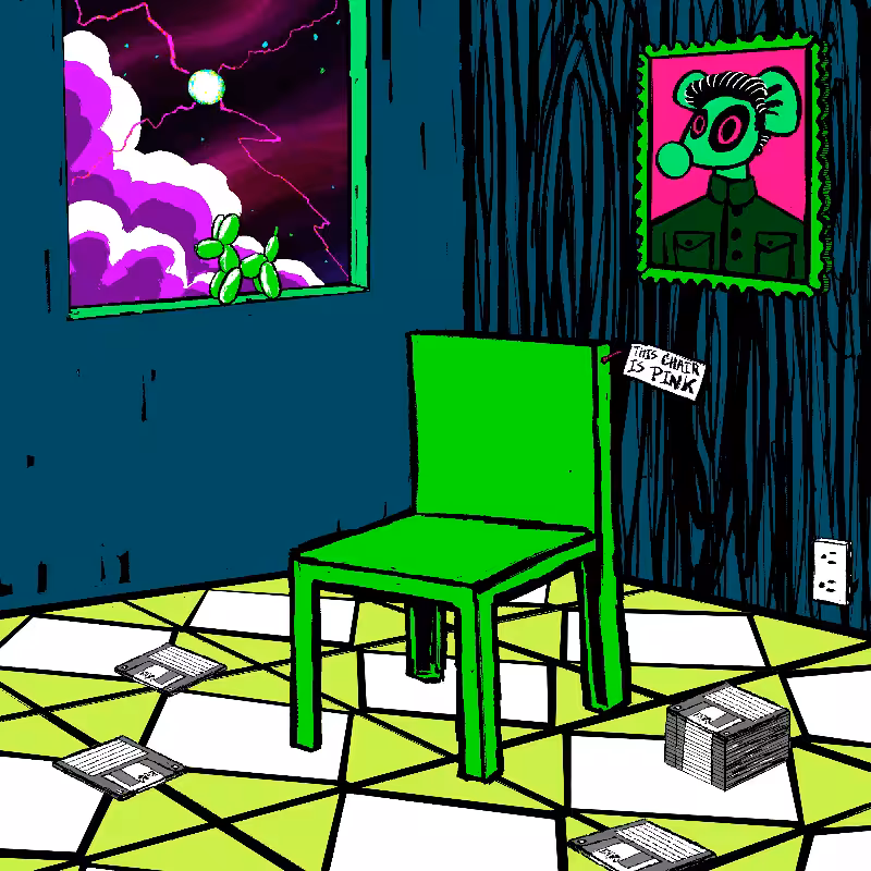 pink chair in the blue room #94