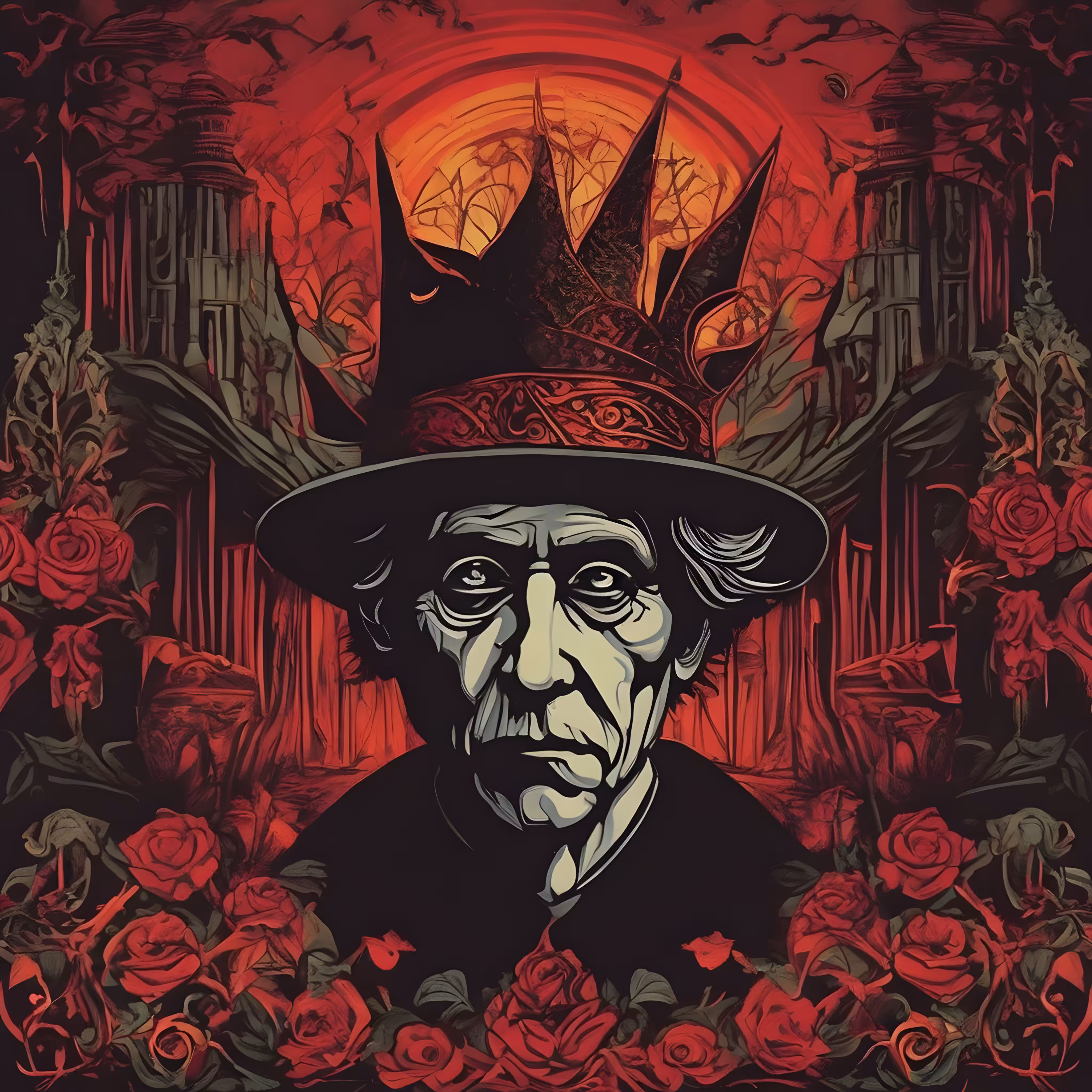 "Mystic Monarch: Wisdom Woven in Roses"