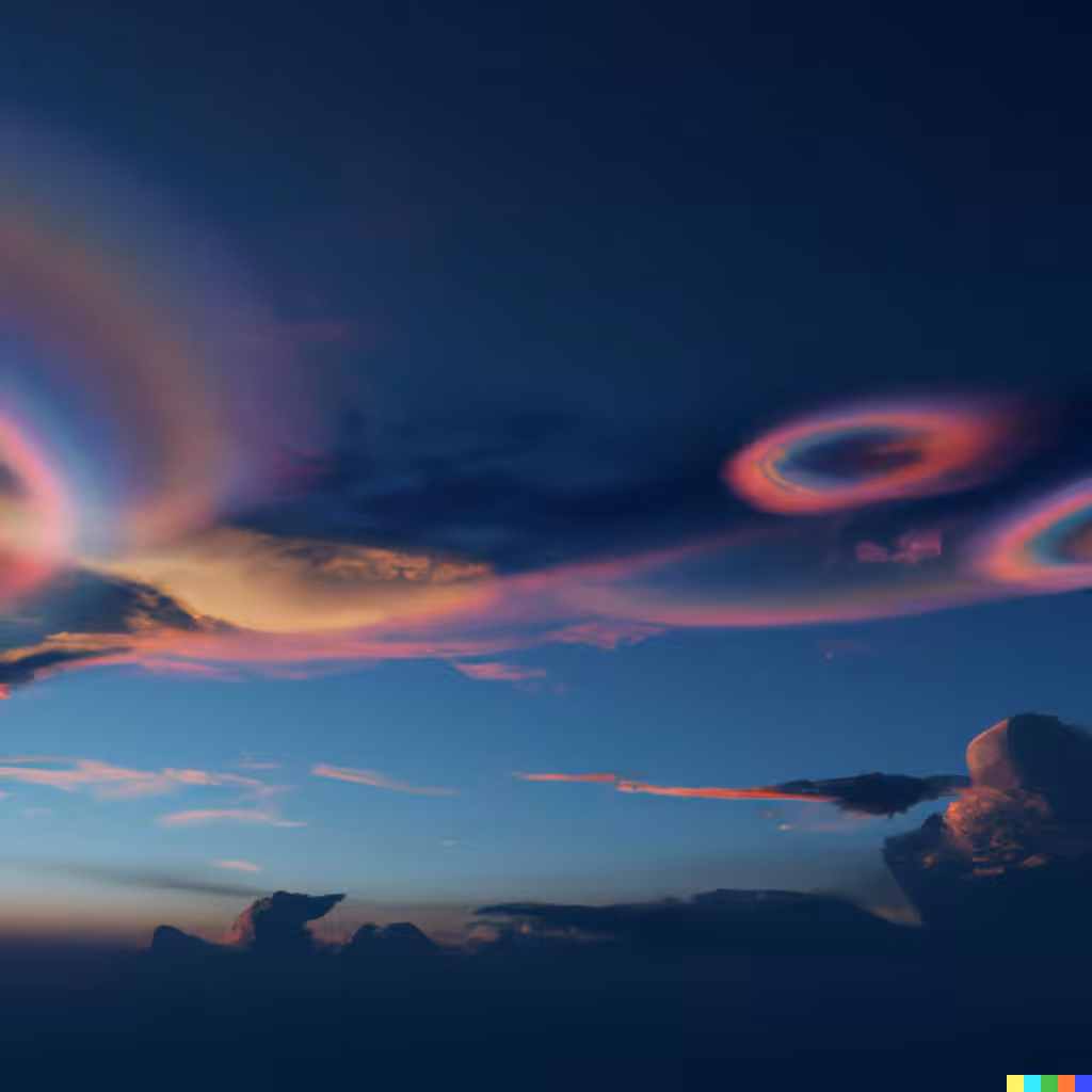 ☁️ 41 - a sunset with iridescent pyrocumulonimbus cloud