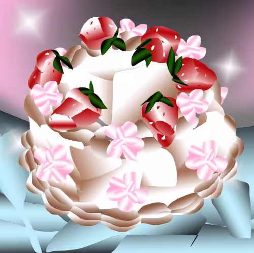 torta de frutillas y flores