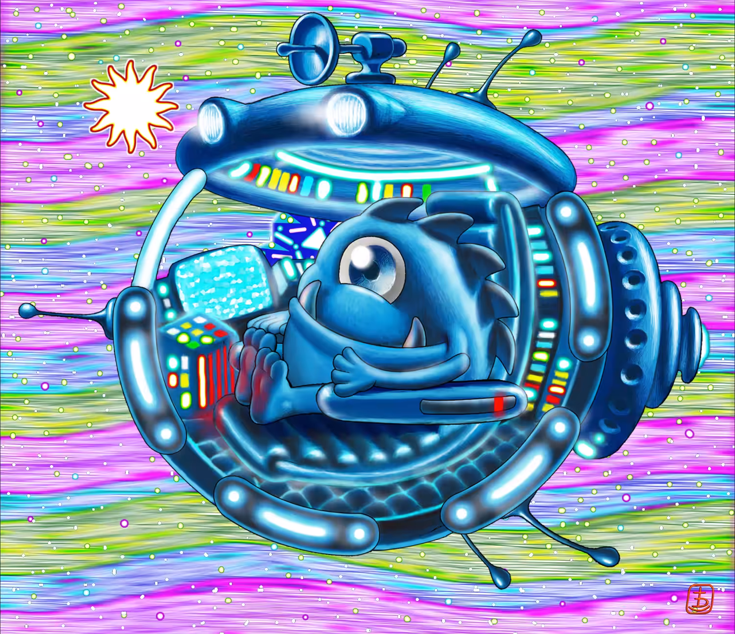 Blue Monster Space Traveler