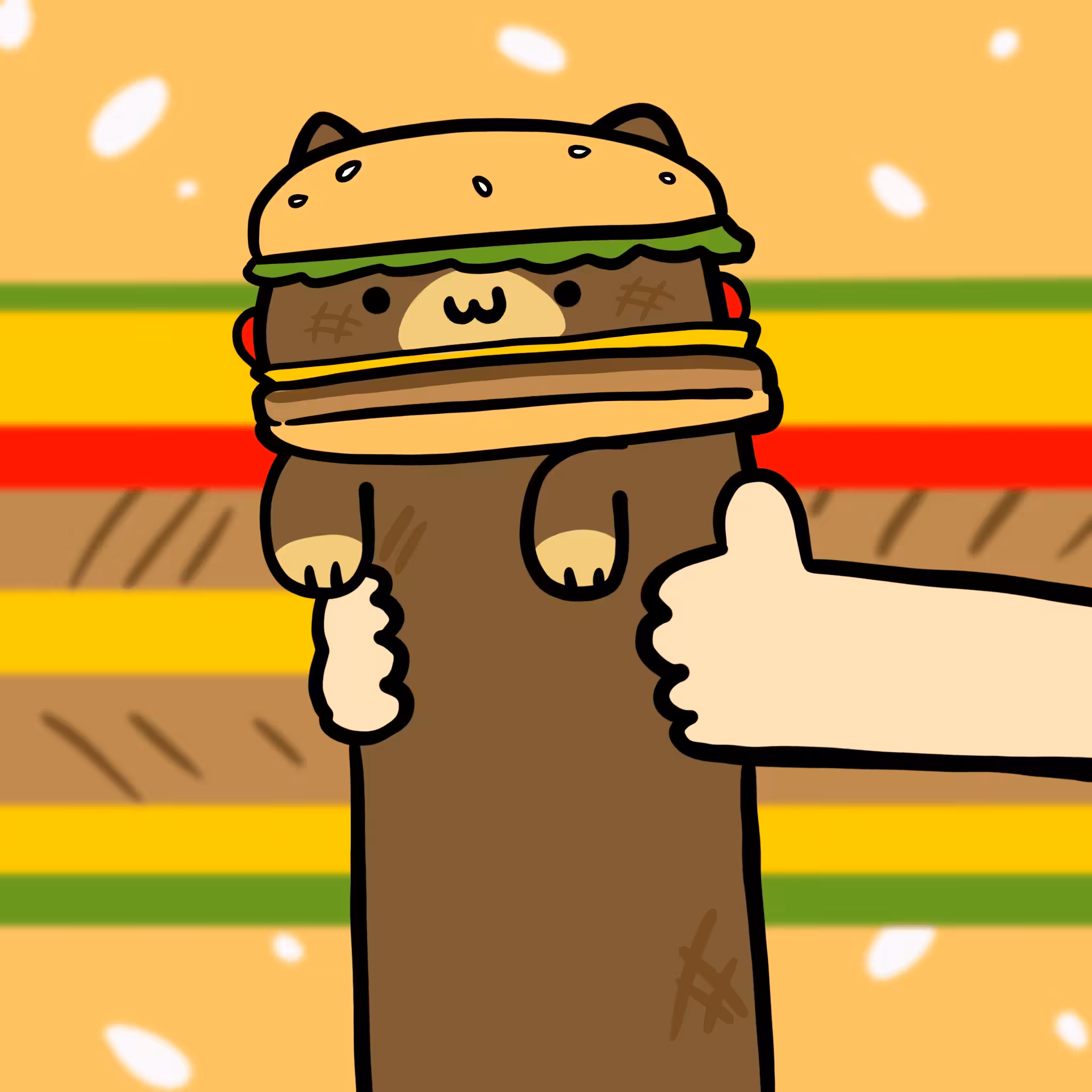 Long Long hamburger Cat #0154