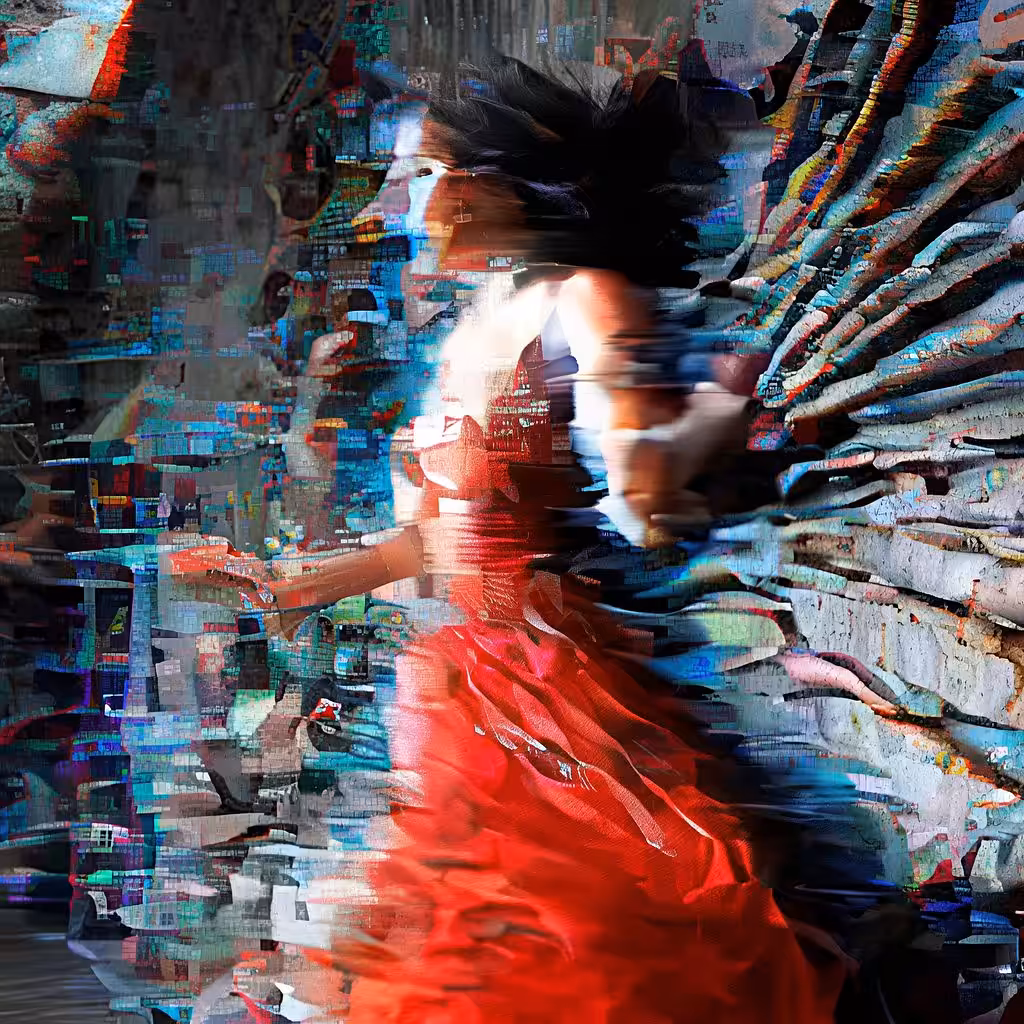 Glitch Reverie in Crimson