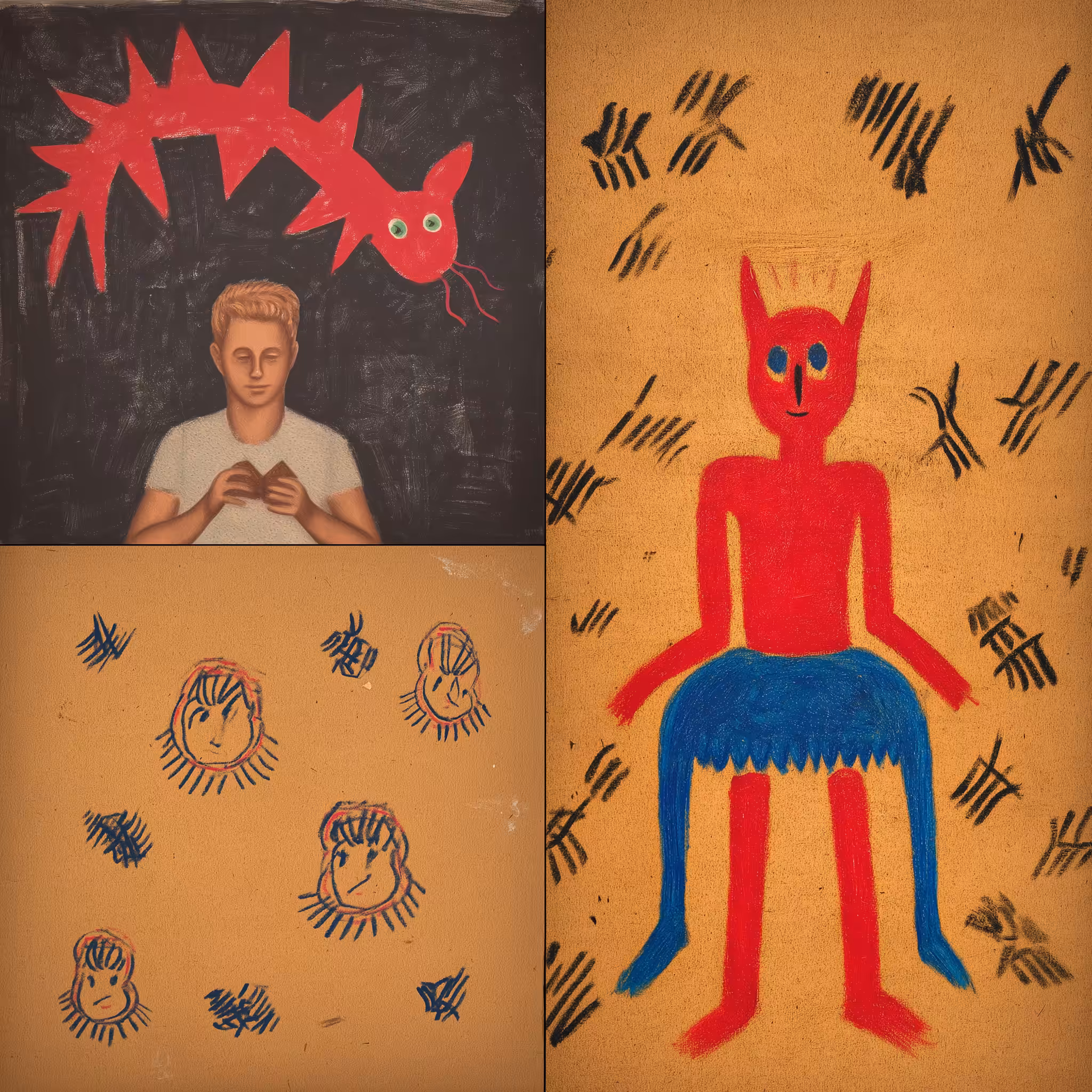 kid writing a letter to a cool demon 
